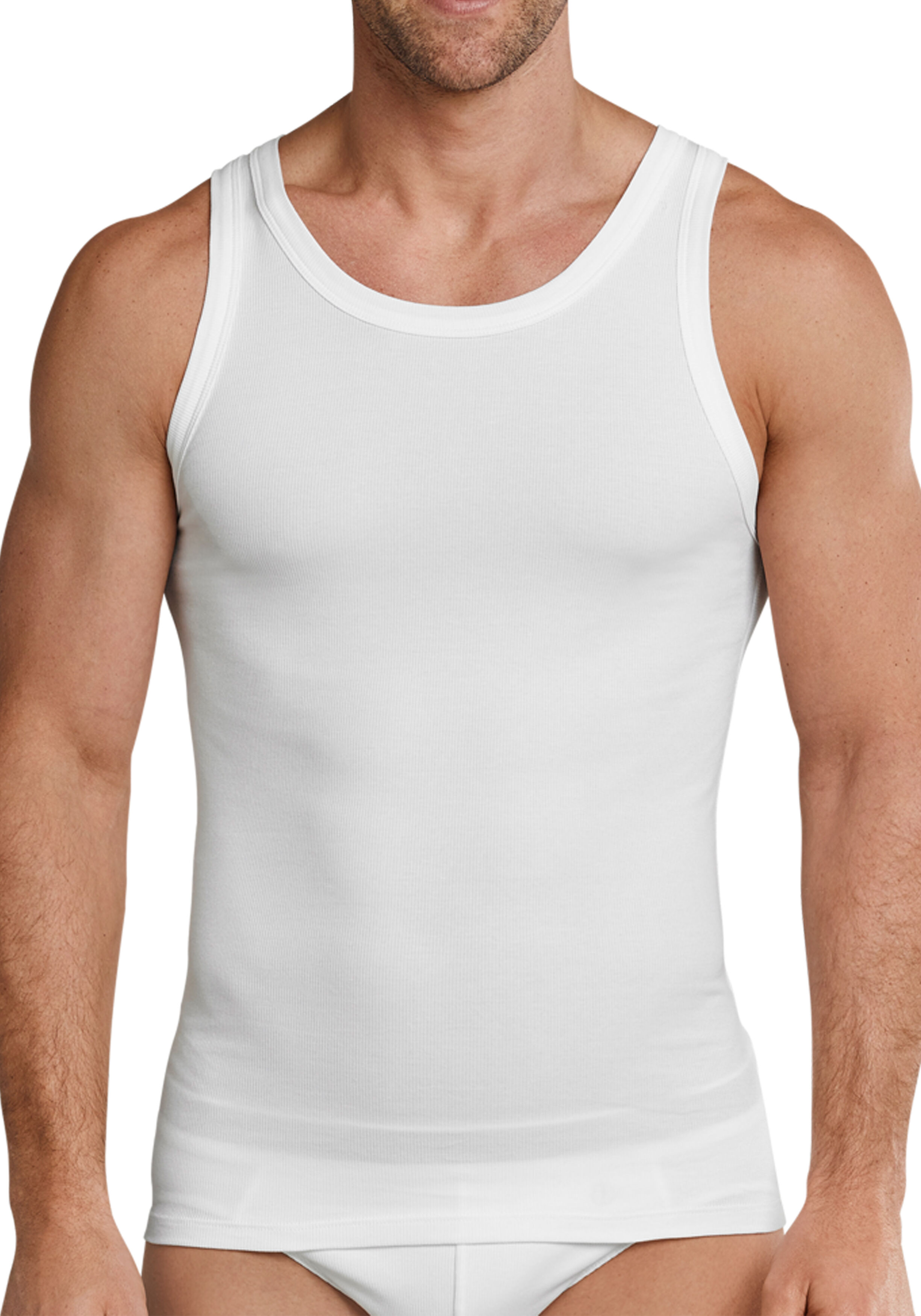 SCHIESSER Retro Rib singlet (1-pack), dubbelrib, wit