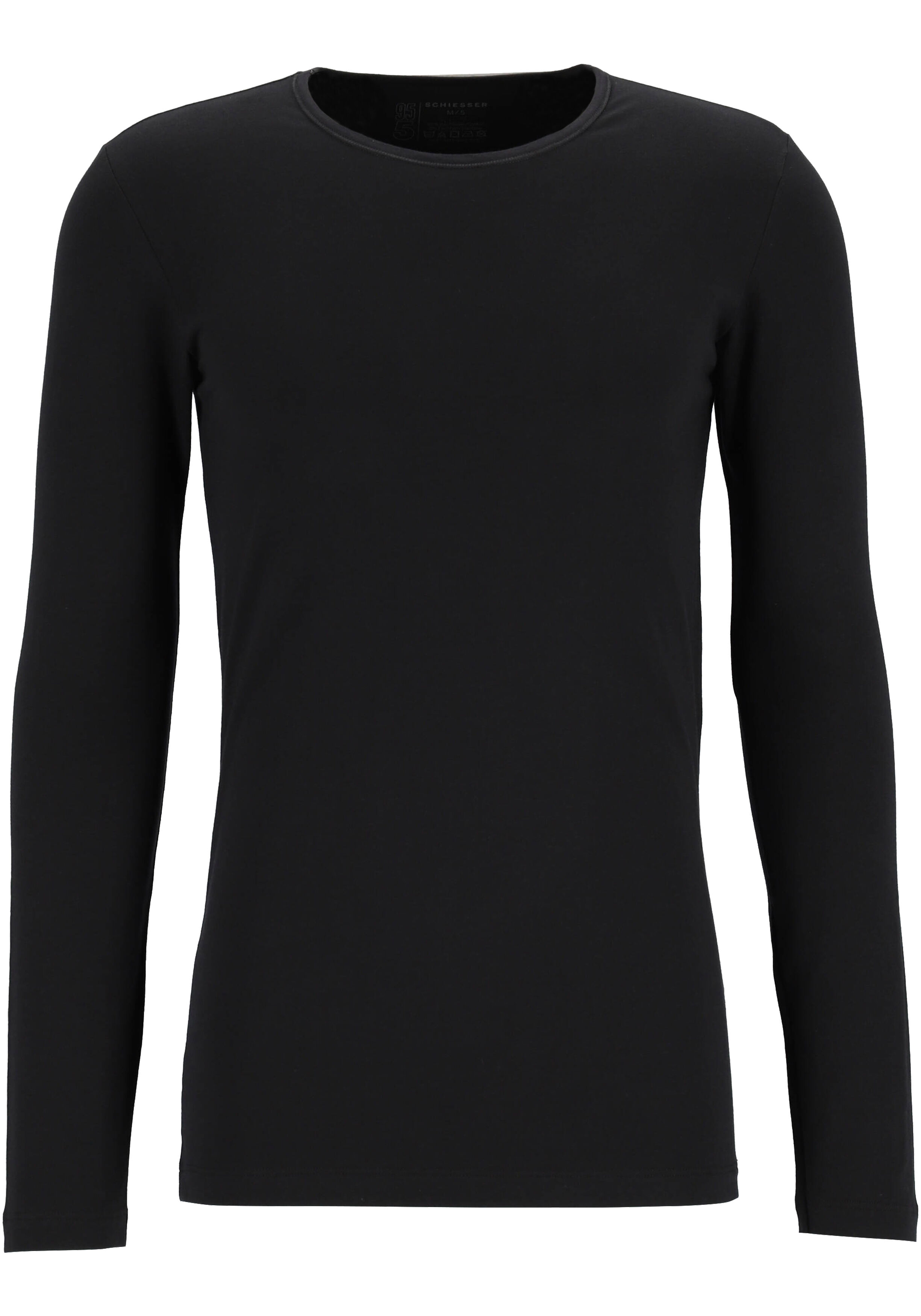 SCHIESSER 95/5 Originals T-shirt (1-pack), O-hals lange mouw, zwart