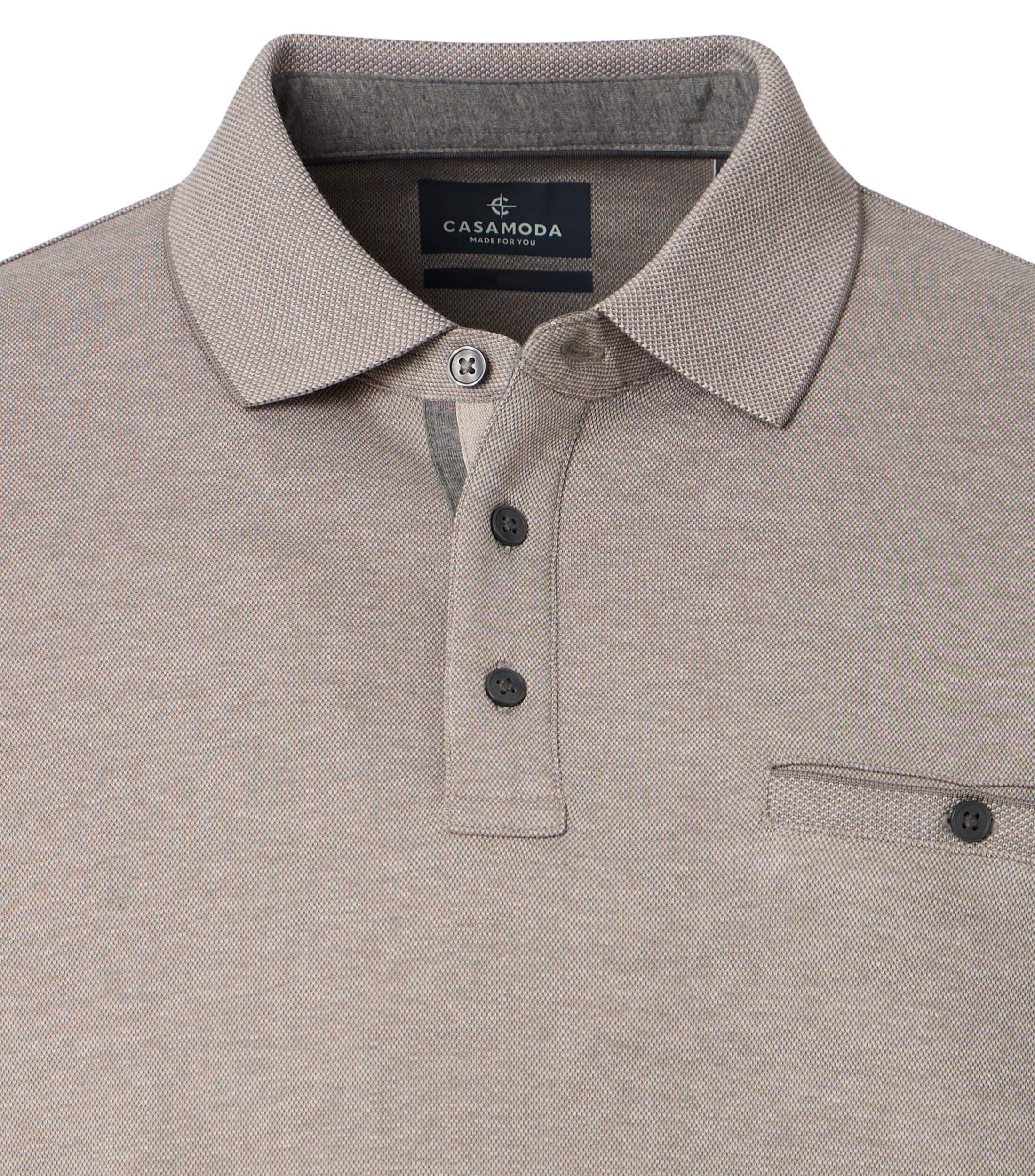 CASA MODA comfort fit heren polo lange mouw, beige dessin