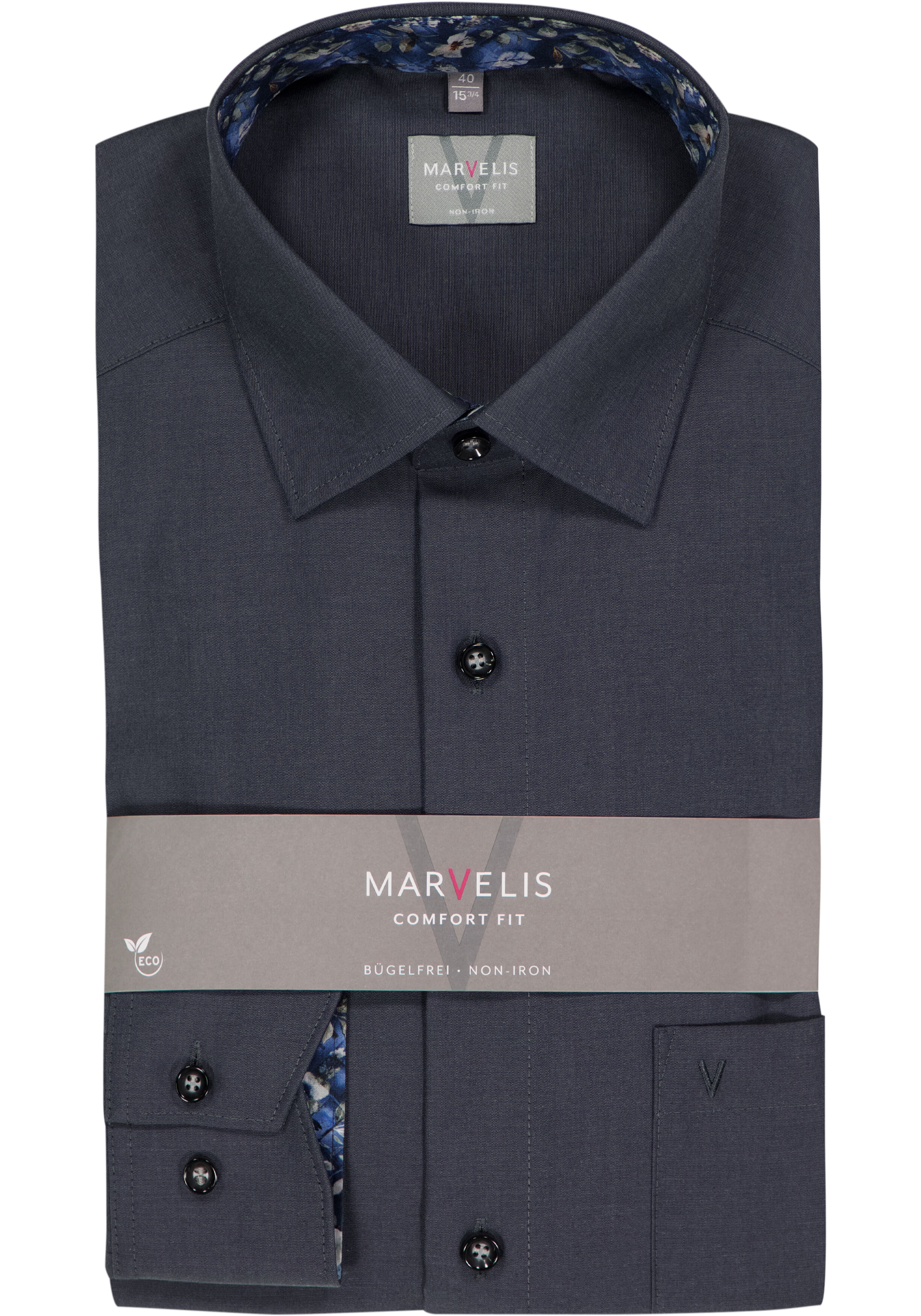 MARVELIS comfort fit overhemd, popeline, zwart