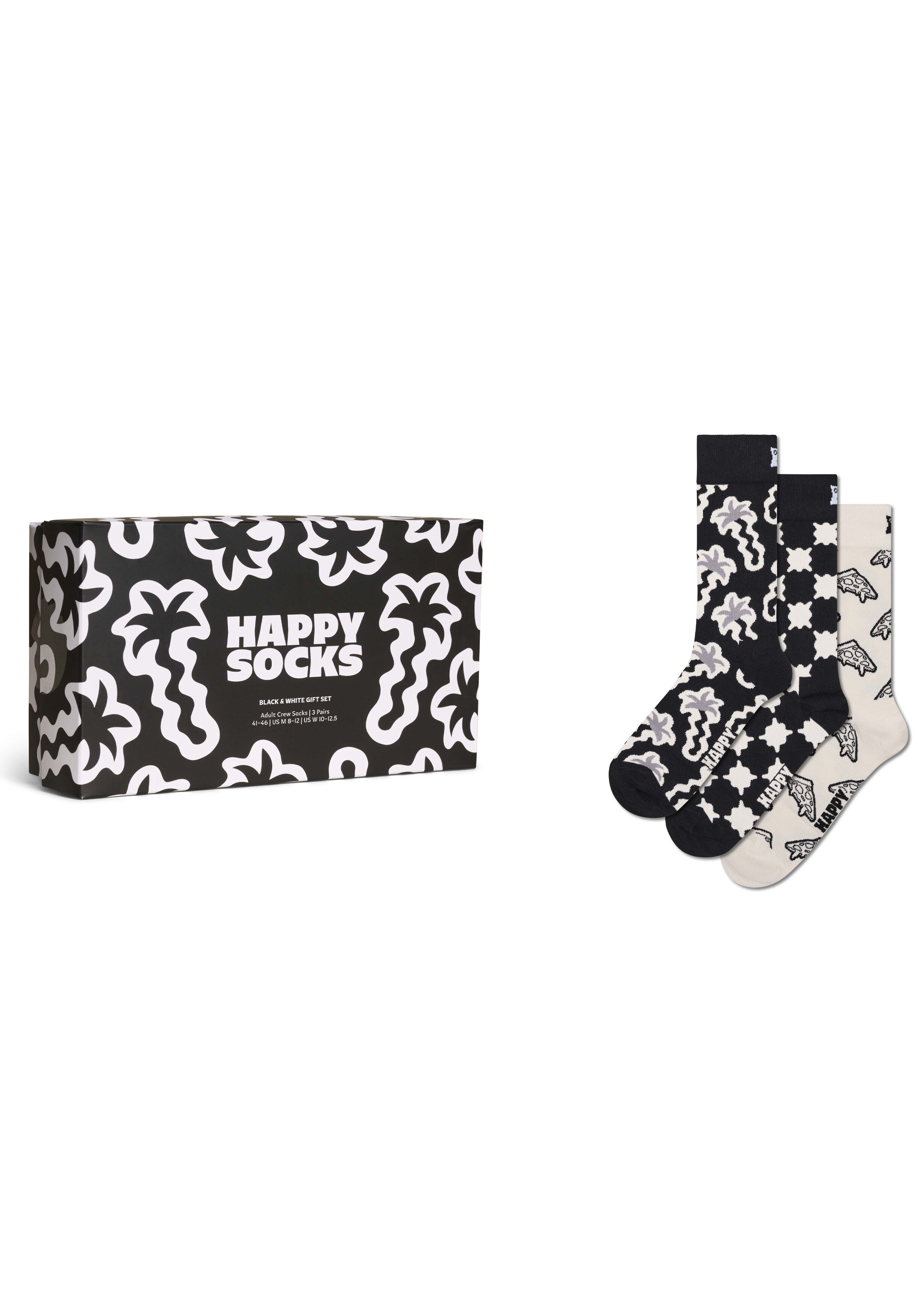 Happy Socks Black And White Socks Gift Set (3-pack), unisex sokken in cadeauverpakking, zwart