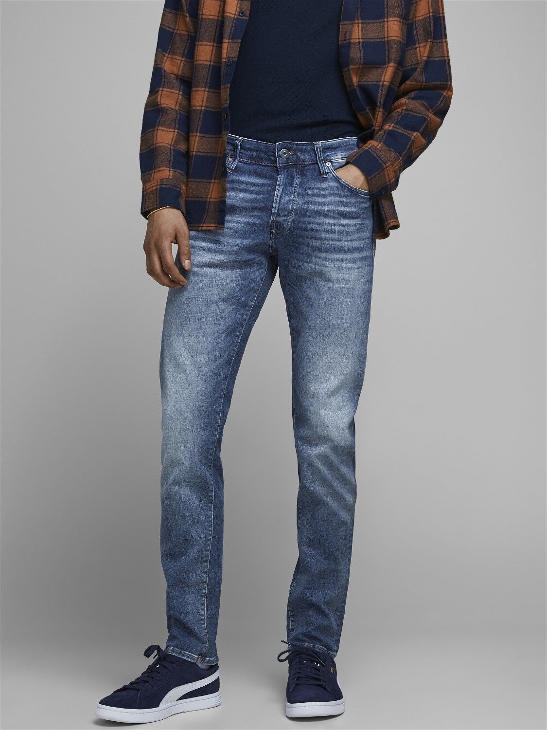 JACK & JONES Glenn Icon loose fit, heren jeans, denimblauw
