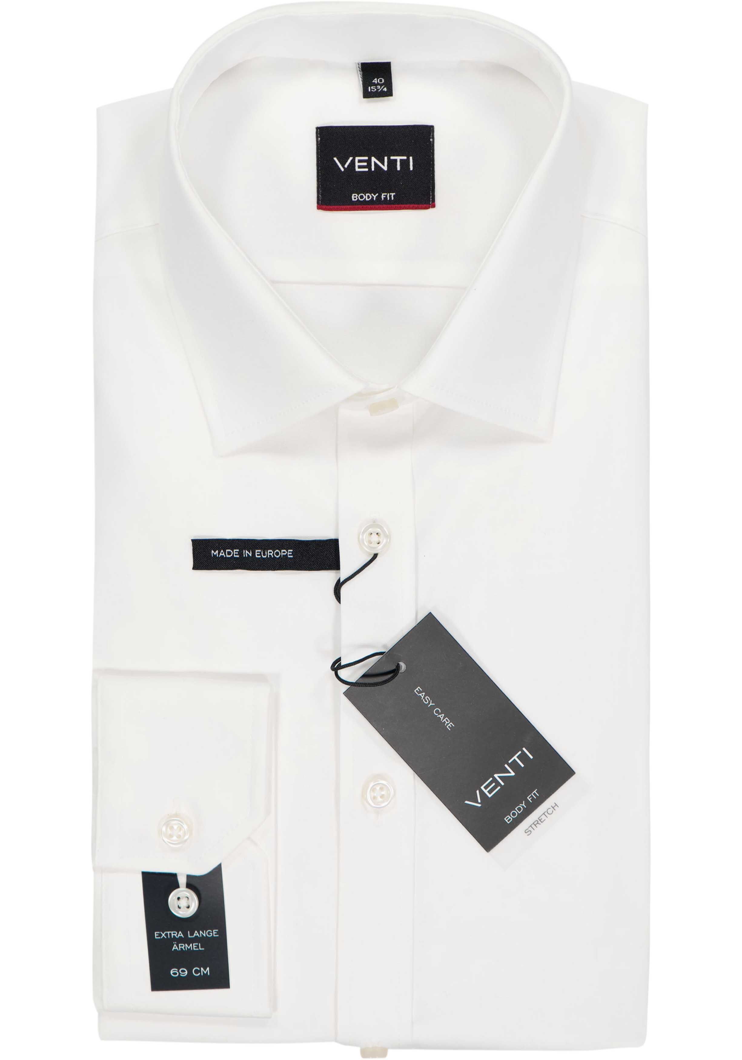 VENTI body fit overhemd, mouwlengte 7, popeline, beige