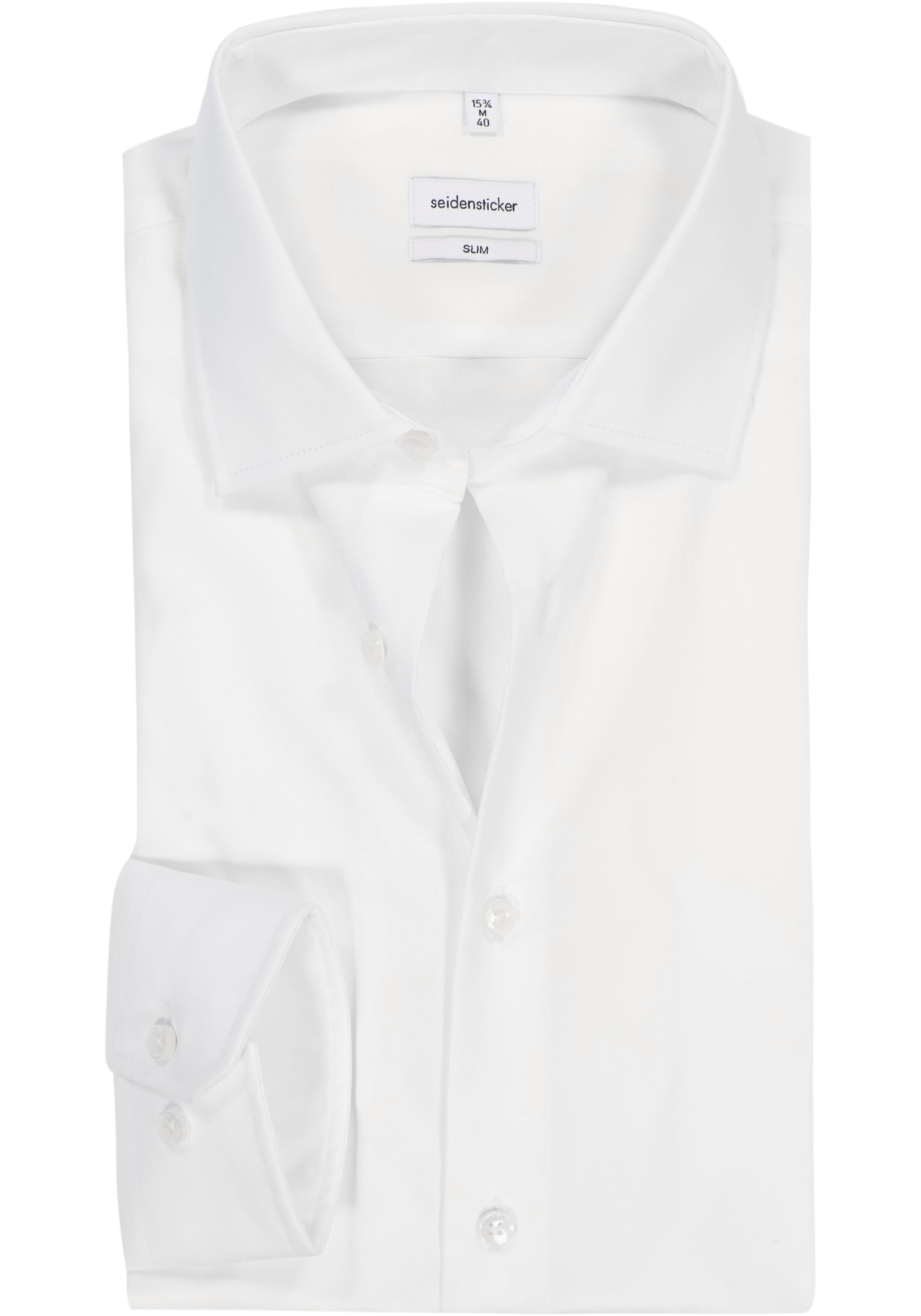 Seidensticker slim fit overhemd, mouwlengte 7, wit