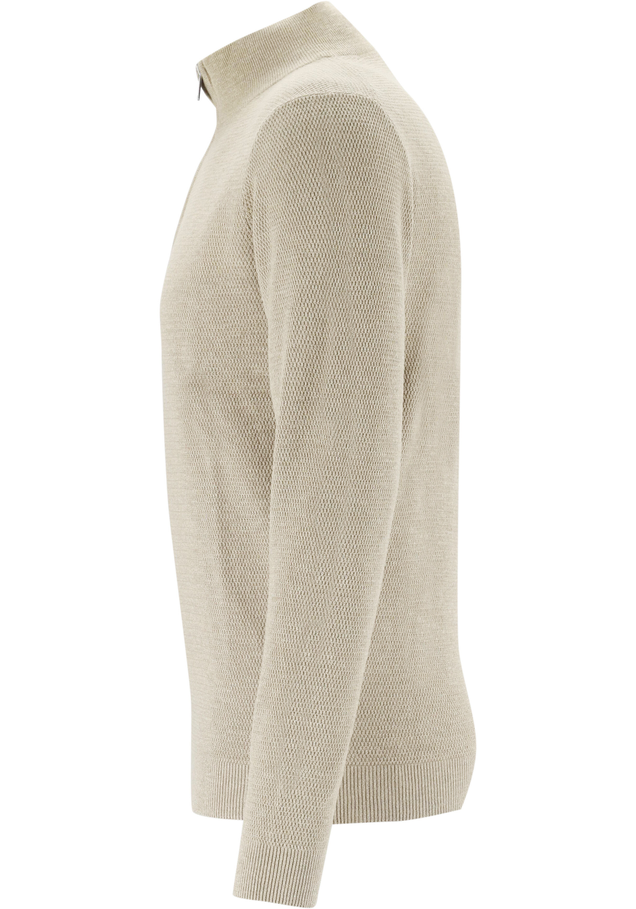 Profuomo heren trui katoen, slim fit trui met korte rits, off white
