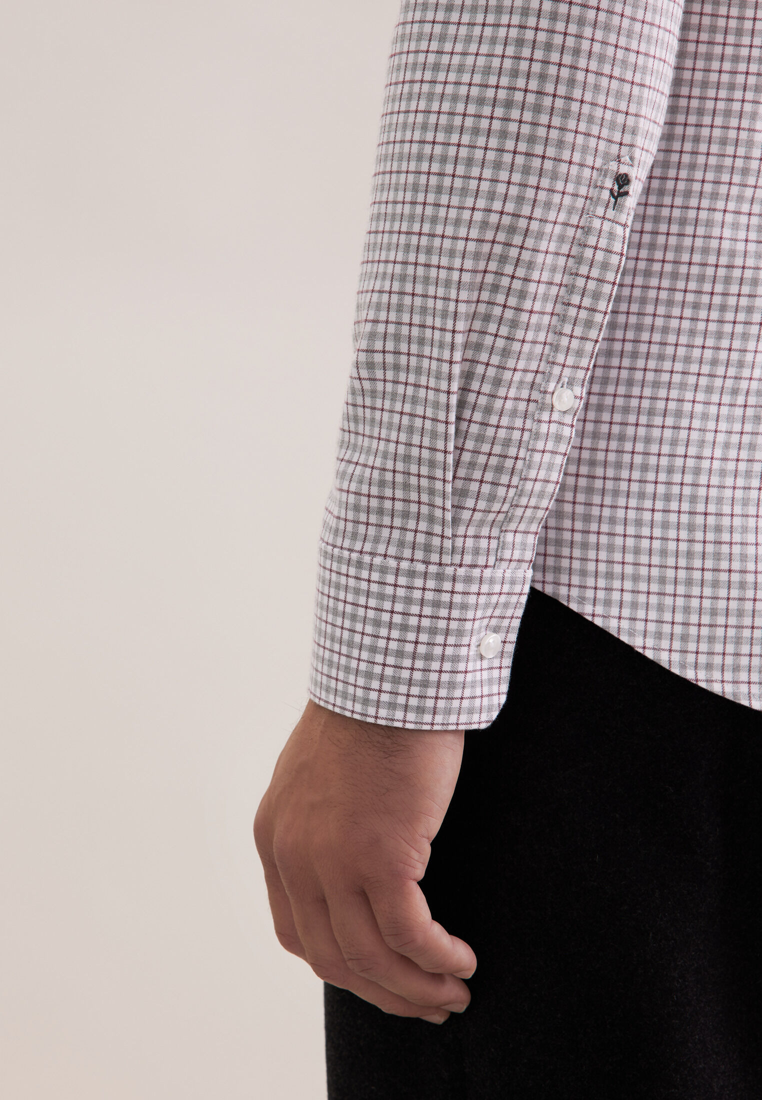 Seidensticker slim fit overhemd, popeline, grijs geruit