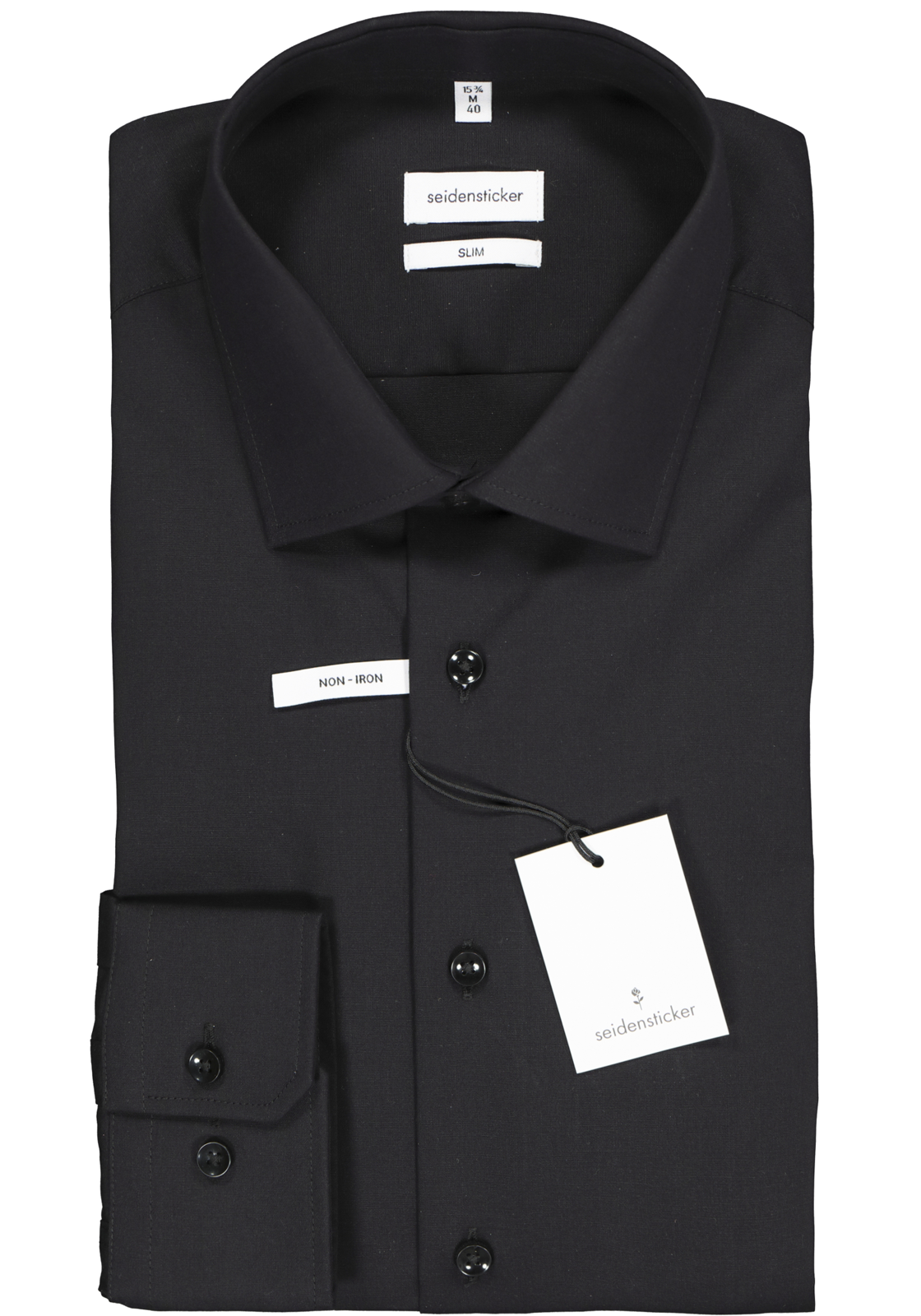 Seidensticker slim fit overhemd, zwart  Seidensticker slim fit overhemd, zwart
