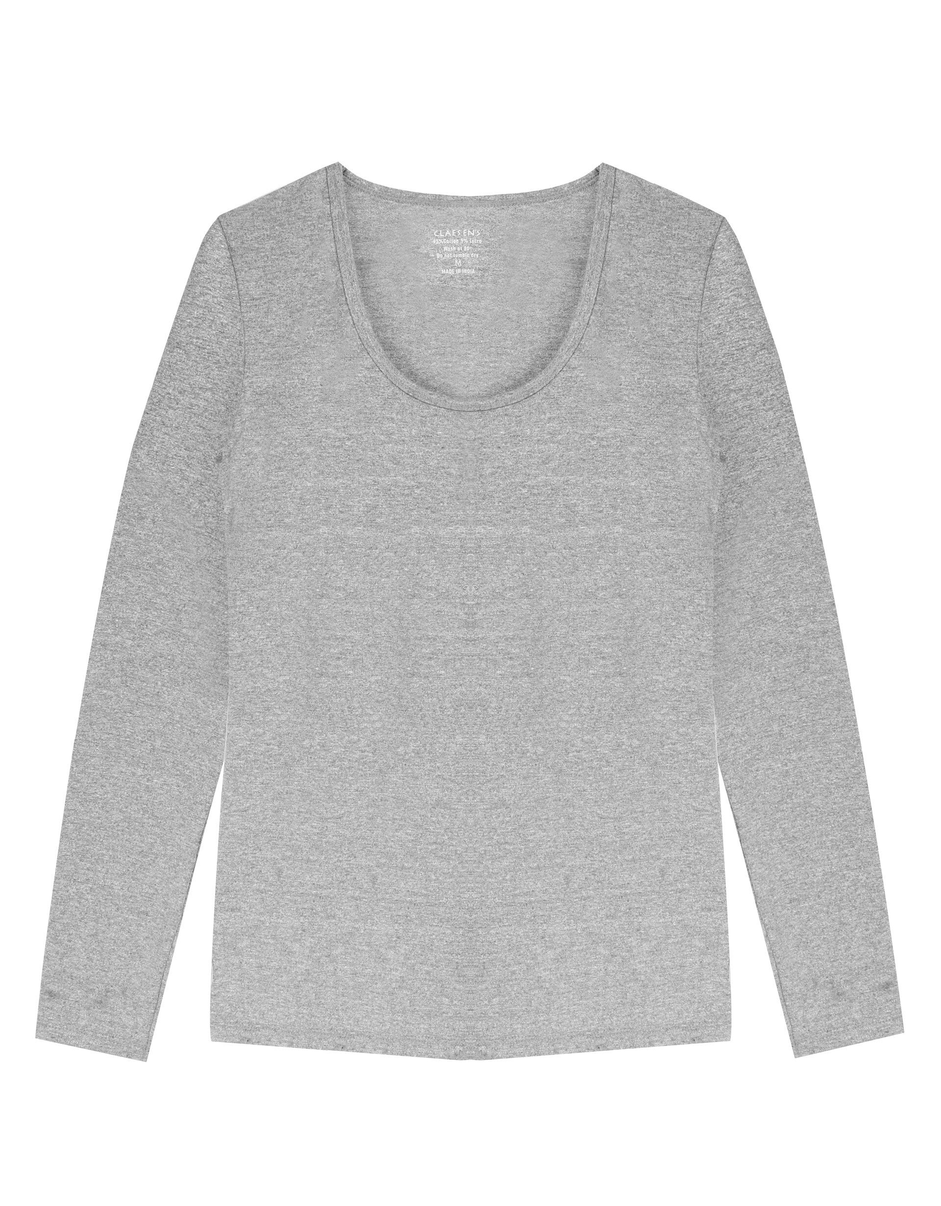 Claesen's dames Basics T-shirt (1-pack), T-shirt lange mouw, grijs