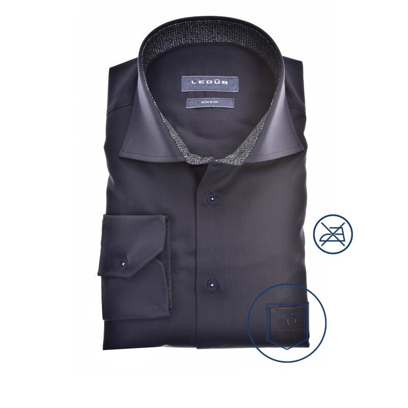 Ledub modern fit overhemd, donkerblauw