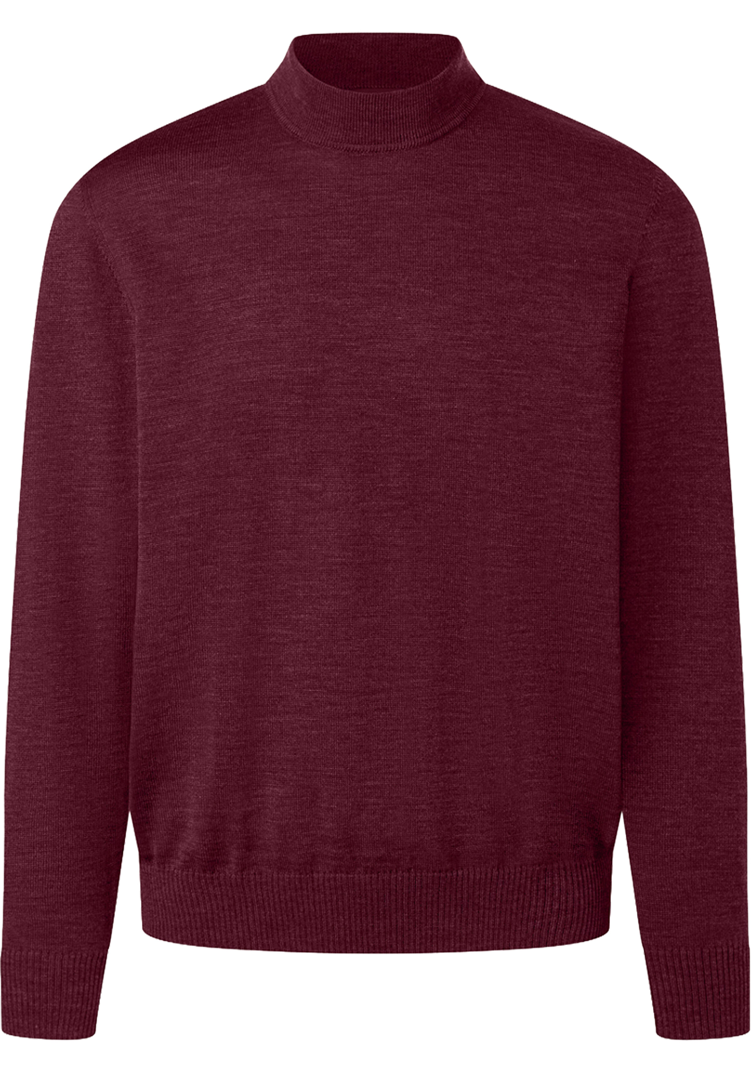 MAERZ Classic Fit heren trui met turtleneck wol, bordeaux rood