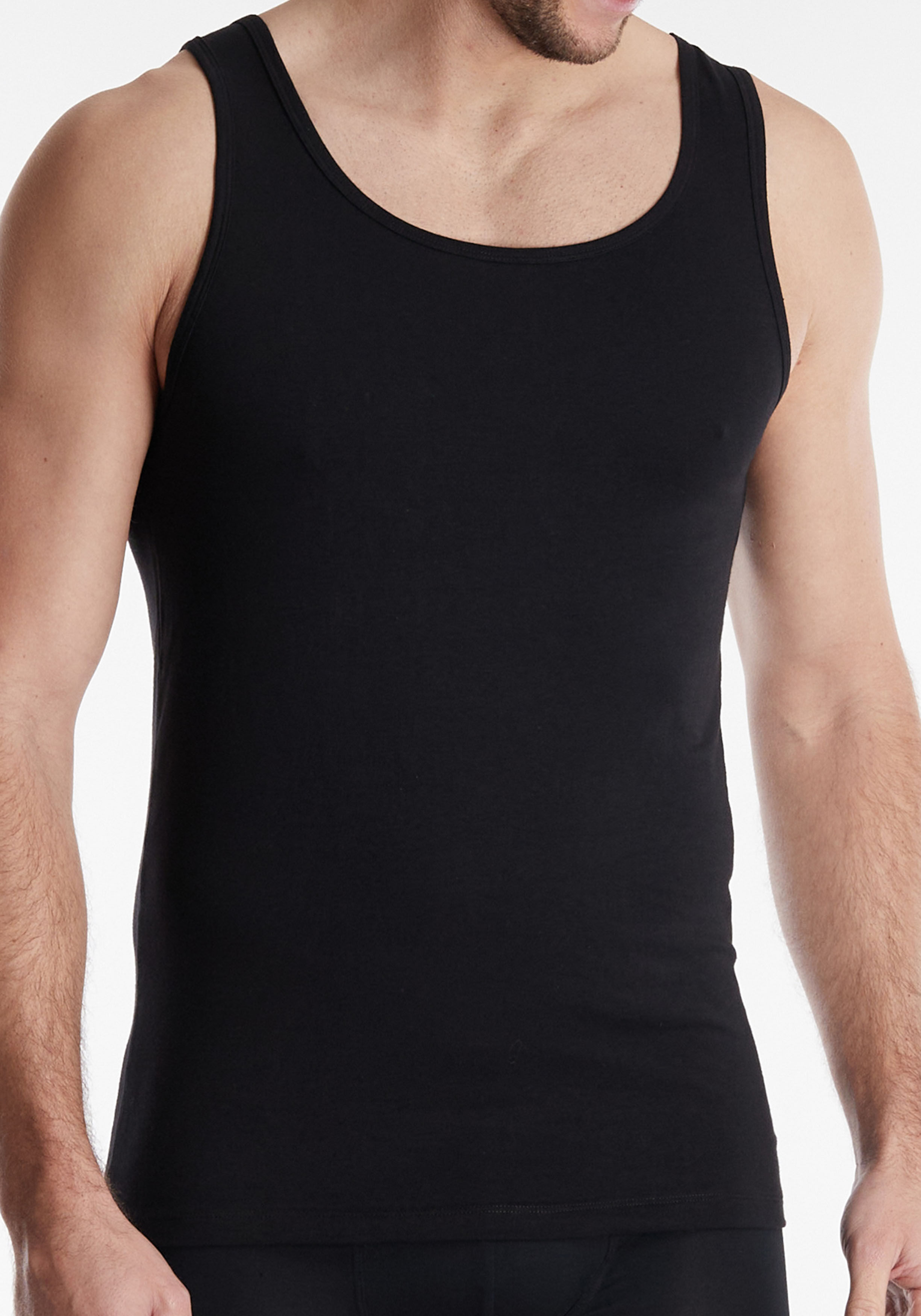 Gotzburg heren singlet slim fit 95/5 (1-pack), heren onderhemd stretch katoen, zwart