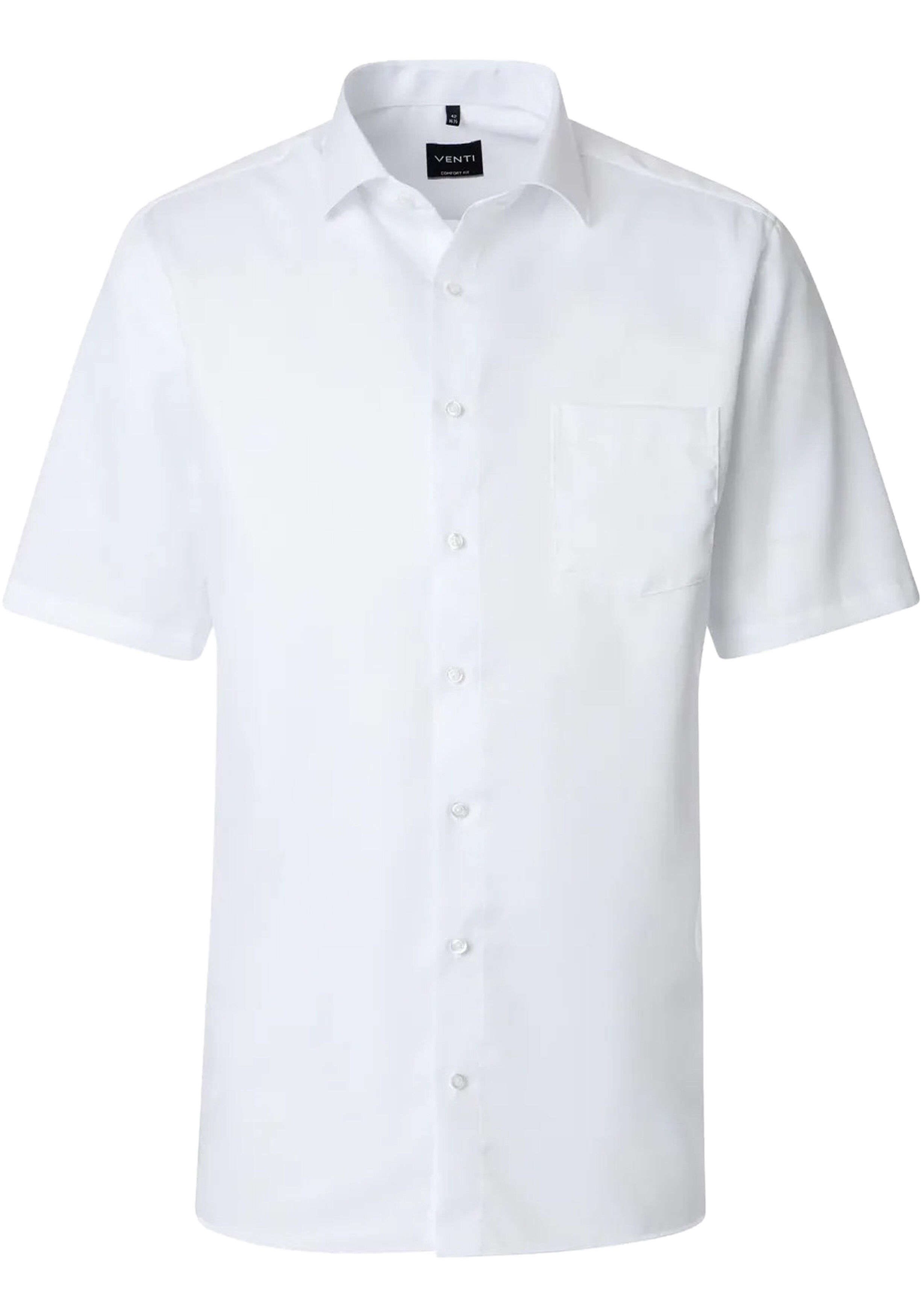 VENTI modern fit overhemd, korte mouw, twill, wit