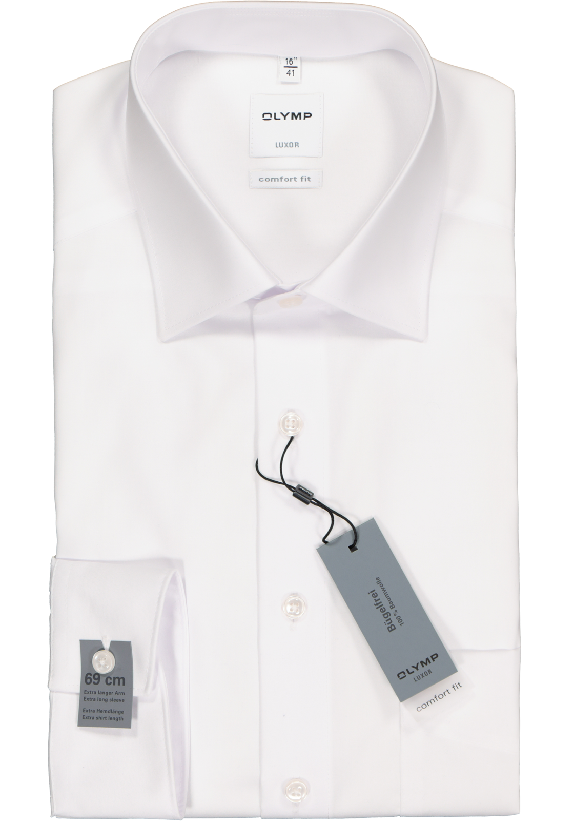 OLYMP Luxor comfort fit overhemd, mouwlengte 7, wit OLYMP Luxor comfort fit overhemd, mouwlengte 7, wit