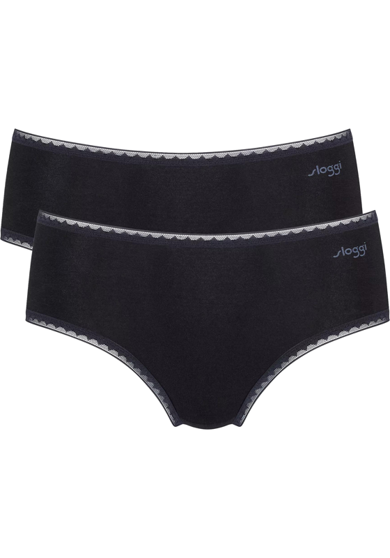Sloggi Women GO Midi (2-pack), dames slip, zwart Sloggi Women GO Midi (2-pack), dames slip, zwart