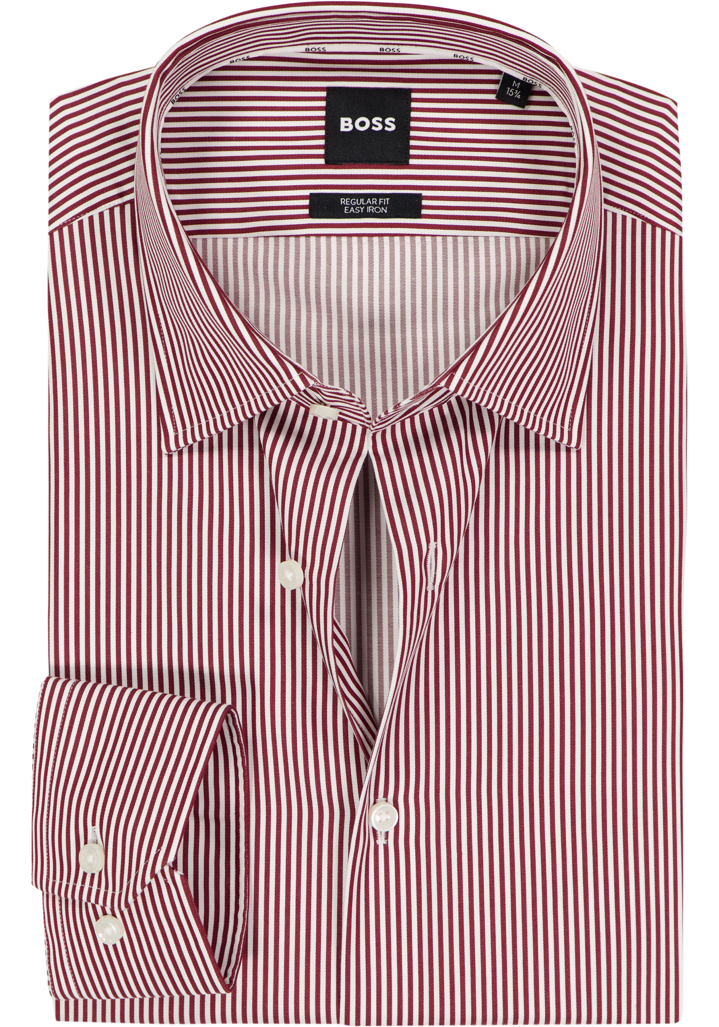 BOSS Joe regular fit overhemd, popeline, donkerrood met wit gestreept