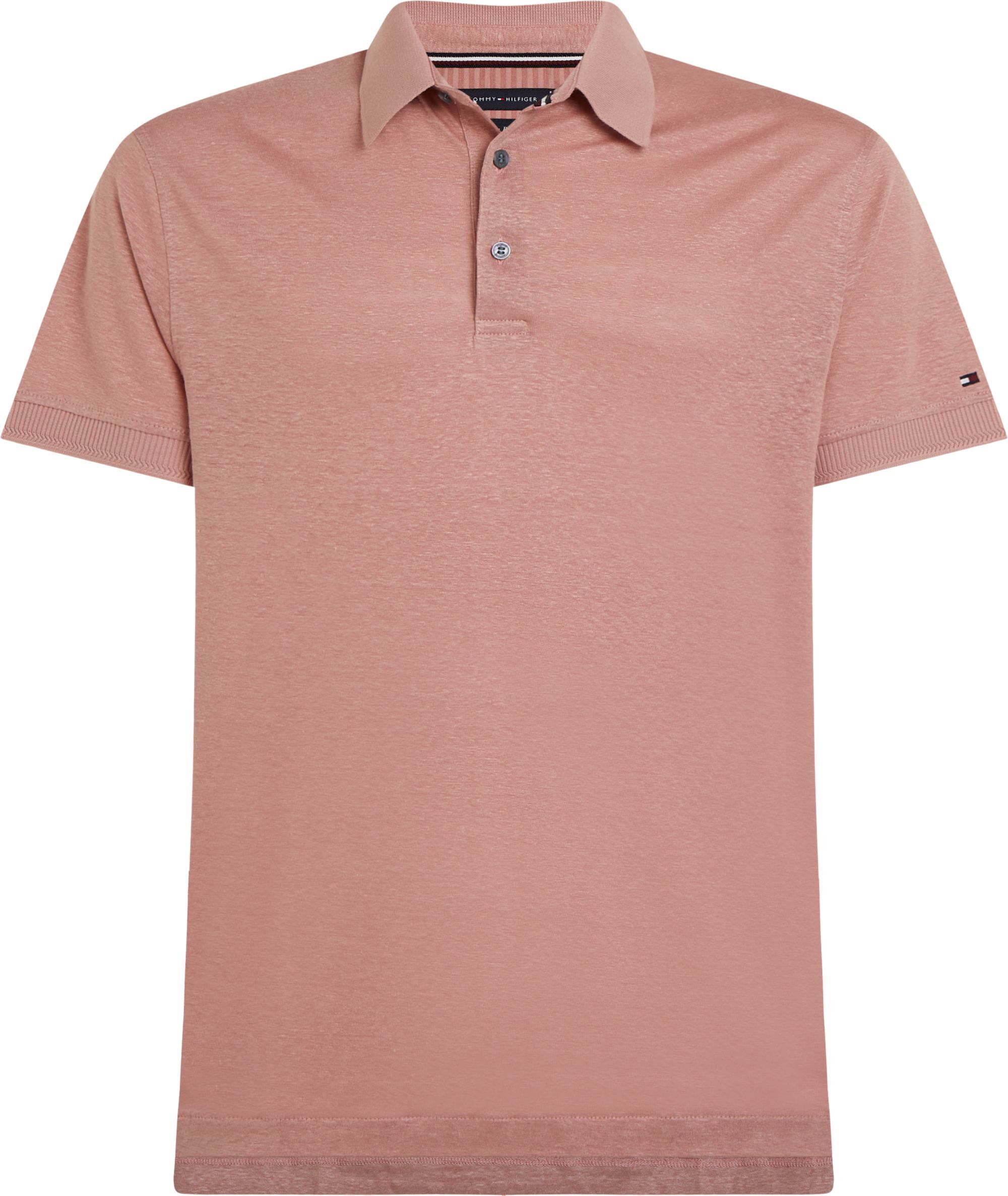 Tommy Hilfiger Dc Premium Linen Regular Polo, heren poloshirt, roze