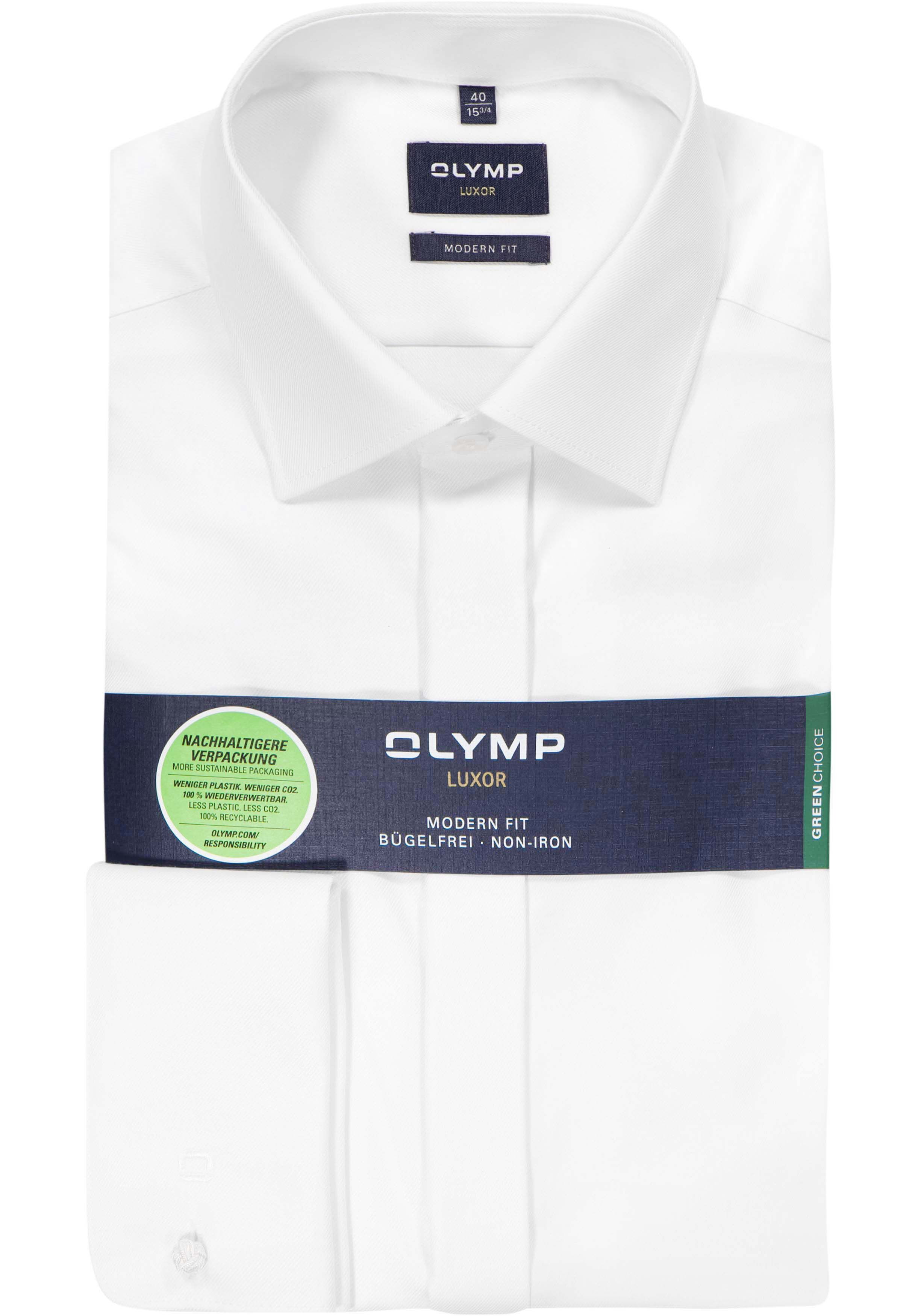 OLYMP Luxor modern fit overhemd, twill, wit