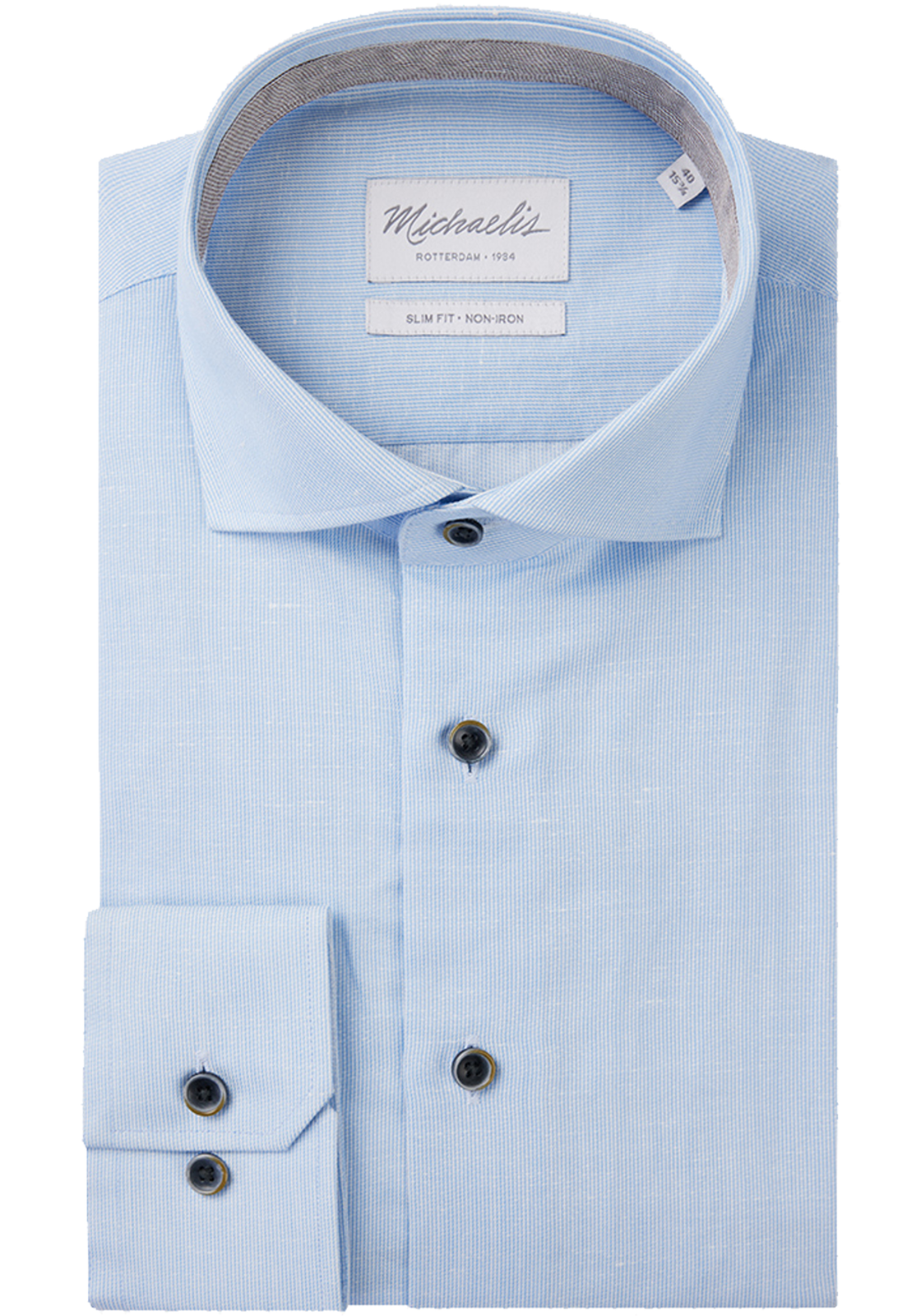 PMVH10003B Michaelis slim fit heren overhemd, structuur, lichtblauw