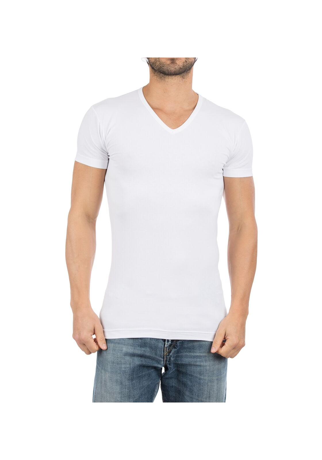 65812_Alan_Red_stretch_T-shirts_extra_lang_Oklahoma_2 ALAN RED T-shirts Oklahoma extra lang (2-pack), V-hals stretch, wit