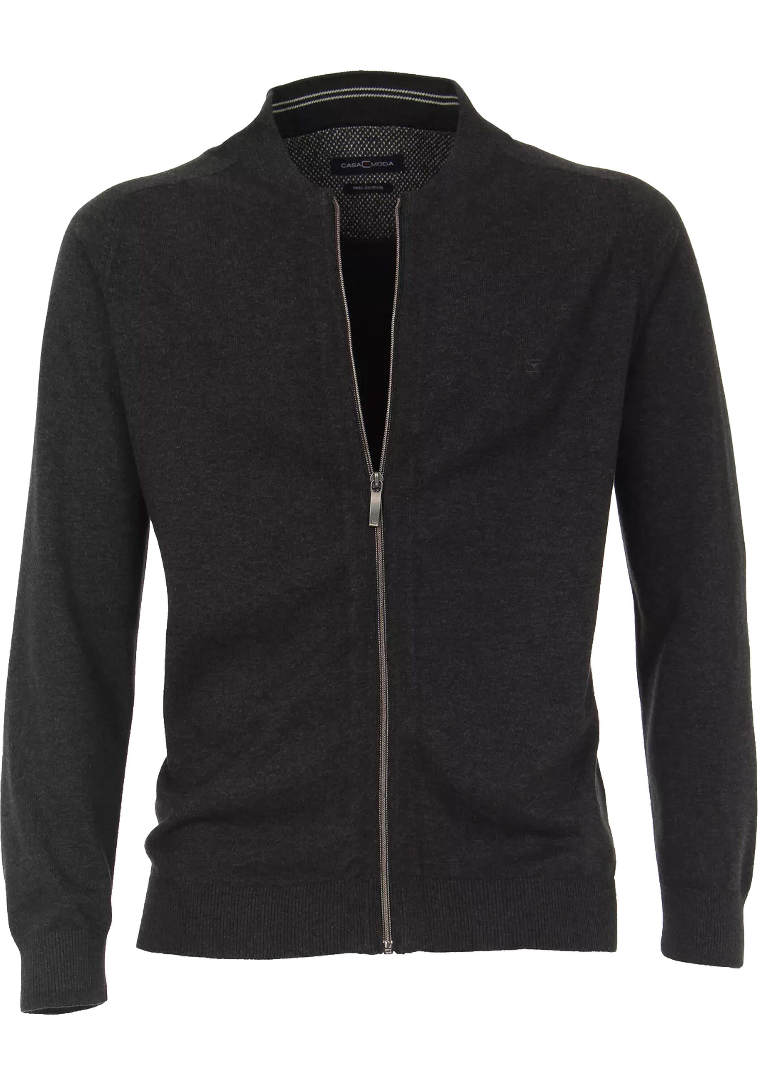 CASA MODA heren vest katoen, met rits, antraciet grijs