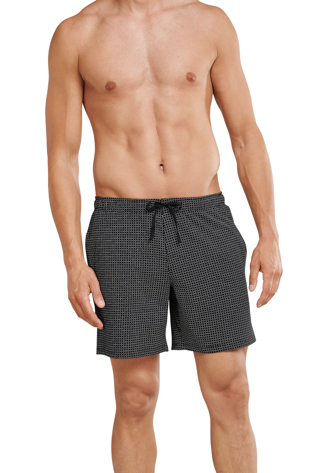 3-4007065359520-schiesser-mixrelax-loungebroek_HR SCHIESSER Mix+Relax lounge broek, korte pijpen, dun, zwart geruit