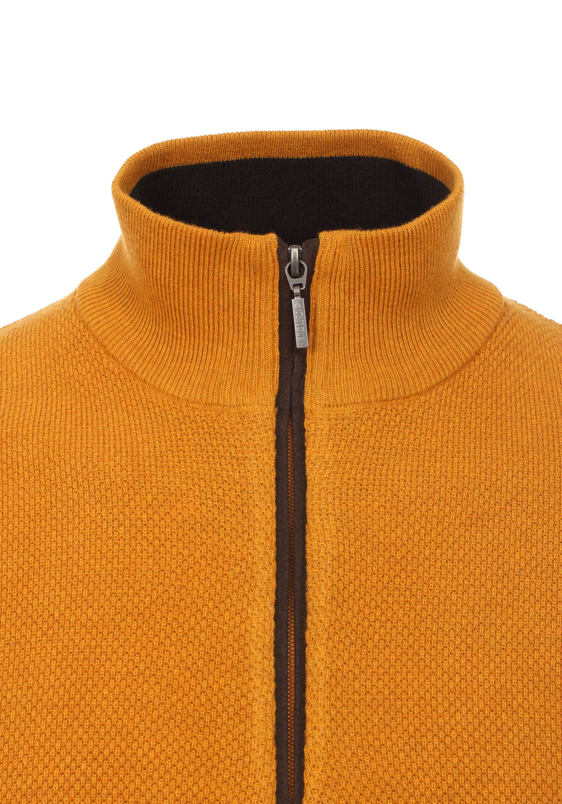 3-4061933134039-redmond-trui_HR Redmond heren schipperstrui katoen, met rits, okergeel structuur