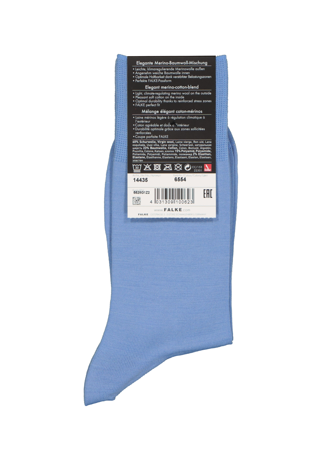 4-4031309100623_falke_sokken__HR FALKE Airport herensokken, korenbloem blauw (cornflower blue)