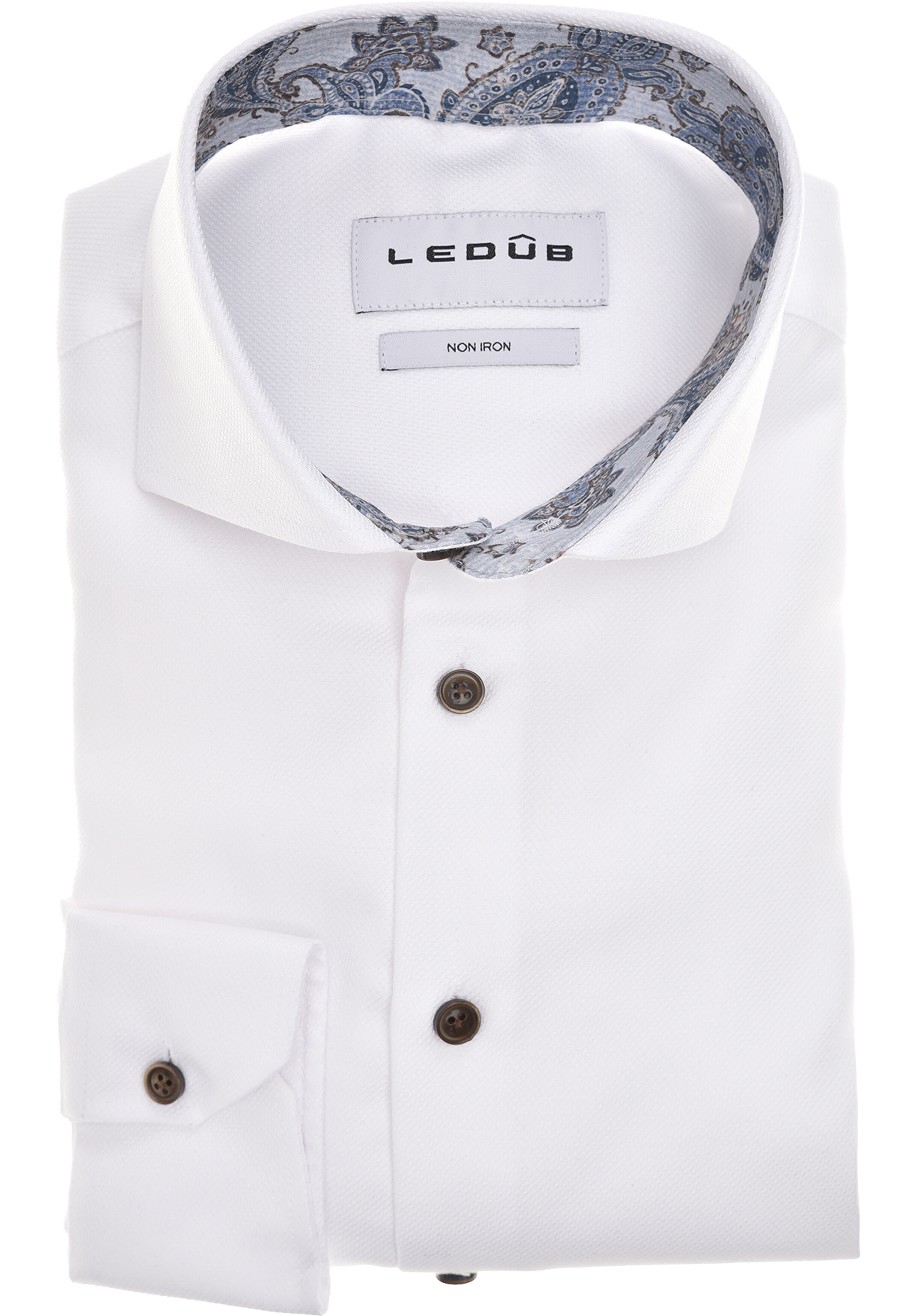 Ledub modern fit overhemd, popeline, wit