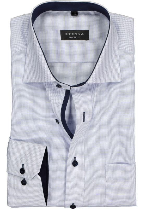 ETERNA comfort fit overhemd, structuur heren overhemd, lichtblauw met wit (donkerblauw contrast) ETERNA comfort fit overhemd, structuur heren overhemd, lichtblauw met wit (donkerblauw contrast)