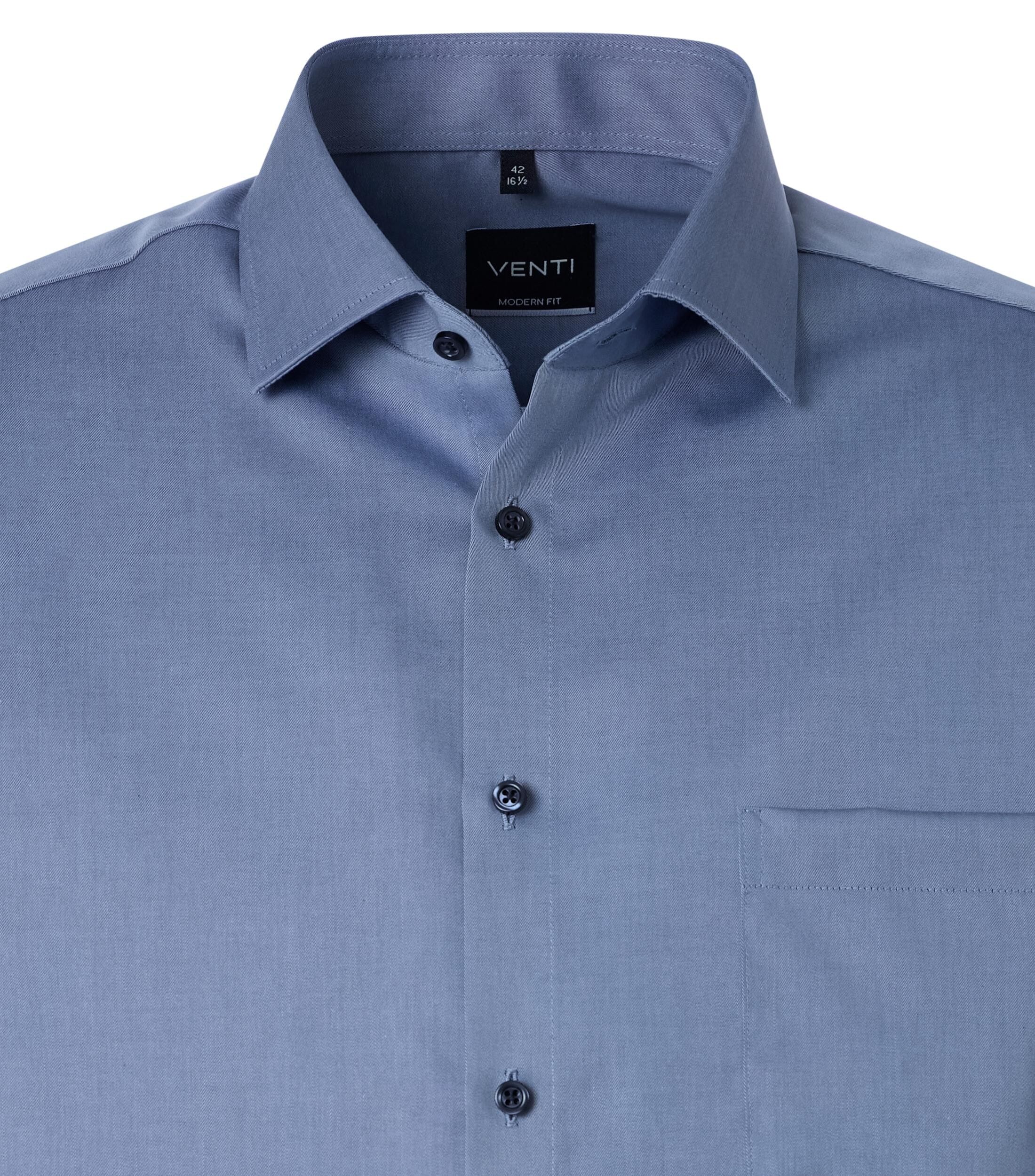 VENTI modern fit overhemd, korte mouw, twill, blauw