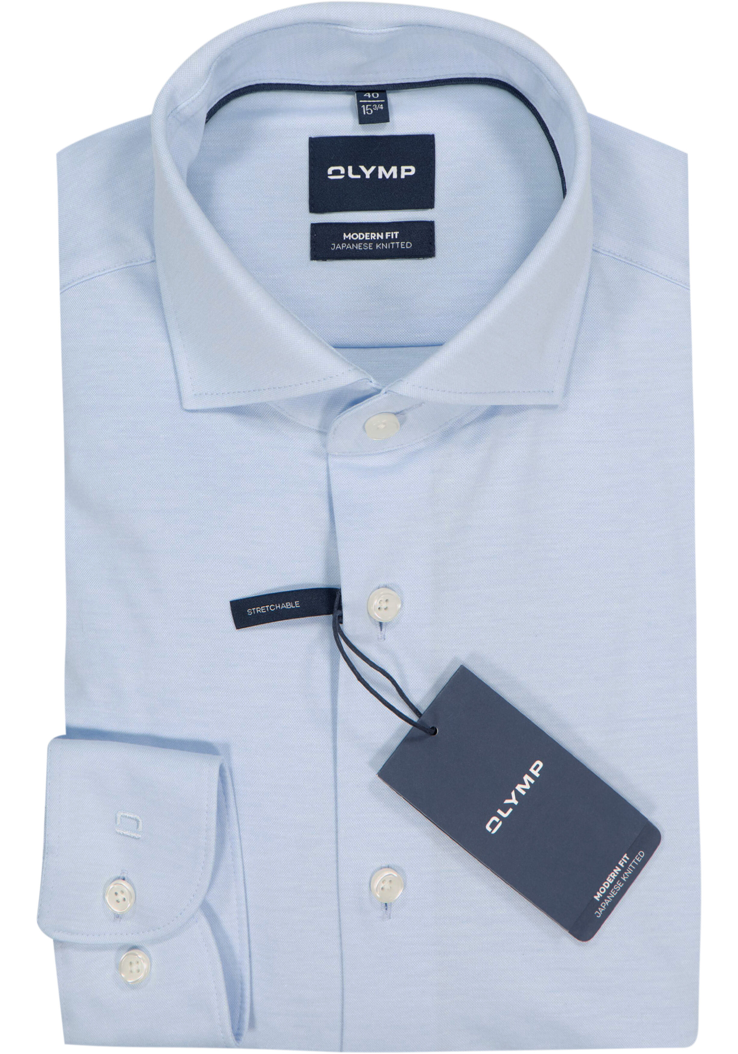 OLYMP Smart Business modern fit overhemd, tricot, lichtblauw
