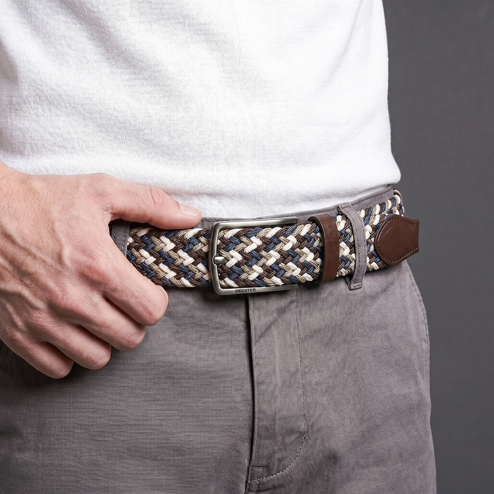 HECHTER elastische heren riem, bruin