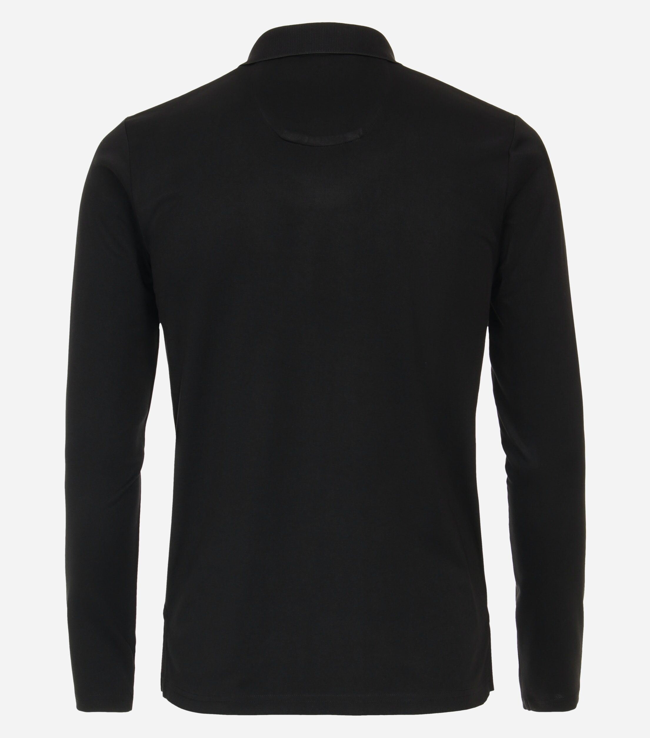 Redmond regular fit polo lange mouw, pique, zwart