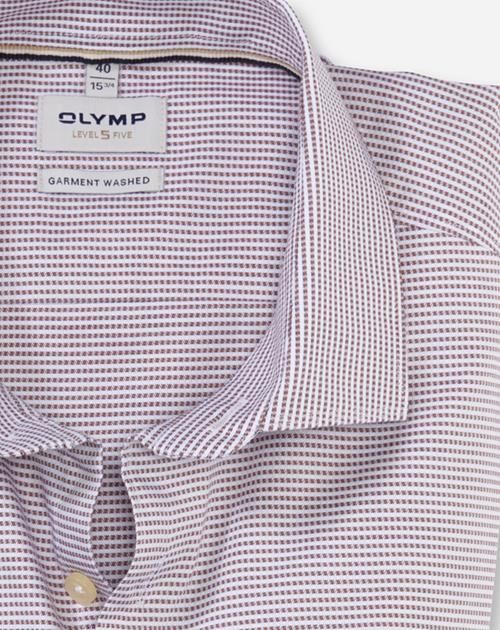 OLYMP Level 5 body fit overhemd, twill, taupe dessin