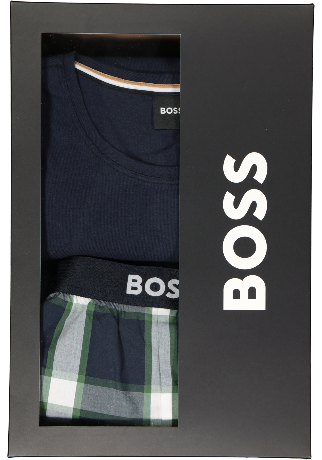 6-4063541165719_Hugo_boss_pyjama_set_HR BOSS Long Set, heren lounge set, blauw met groen-blauw geruite broek