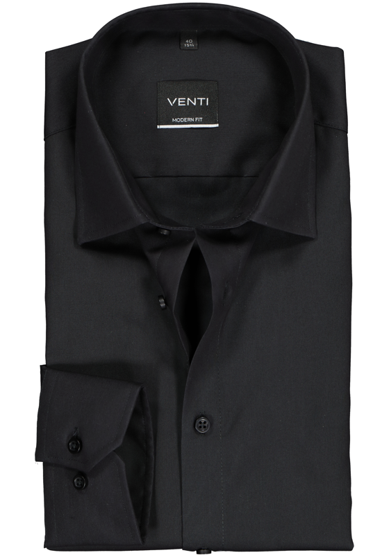 VENTI modern fit overhemd, mouwlengte 7, zwart VENTI modern fit overhemd, mouwlengte 7, zwart