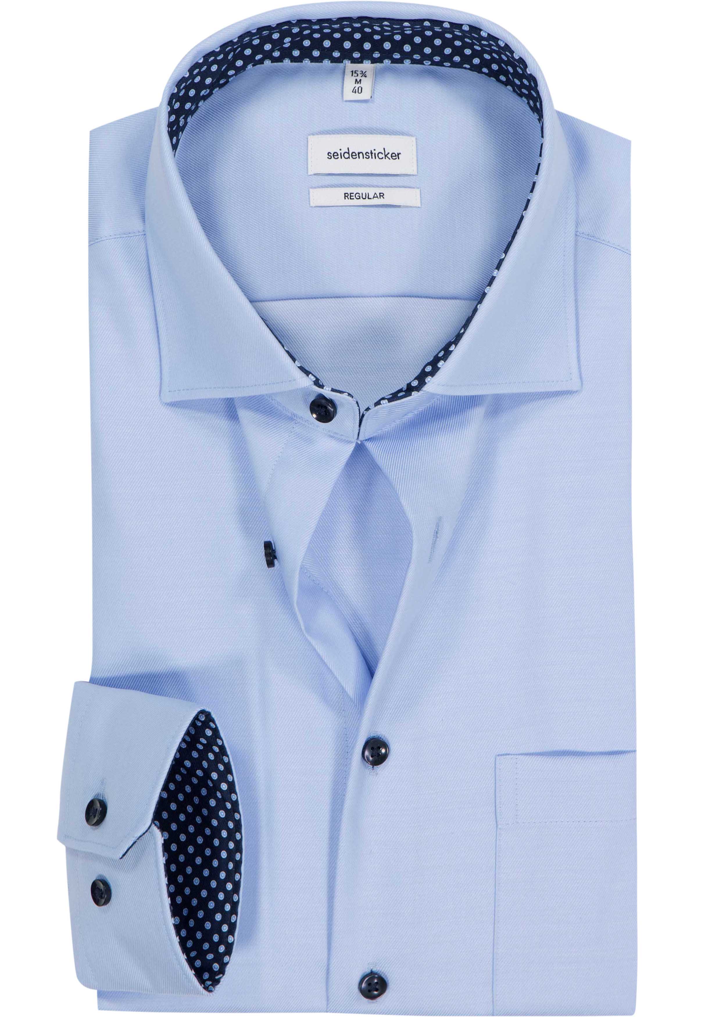 Seidensticker regular fit overhemd, popeline, blauw