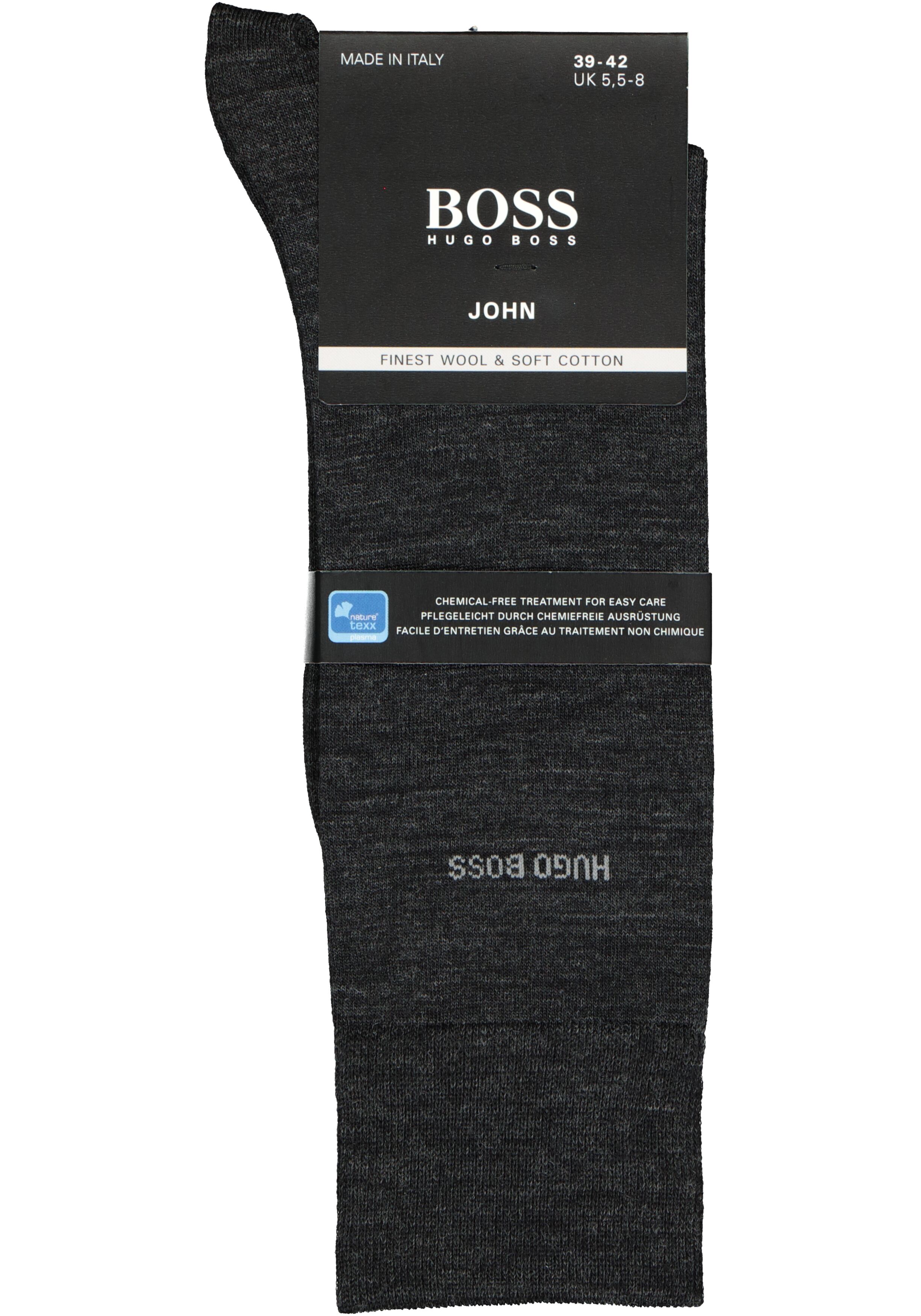 HUGO BOSS John uni (1-pack), herensokken wol met katoen, antraciet