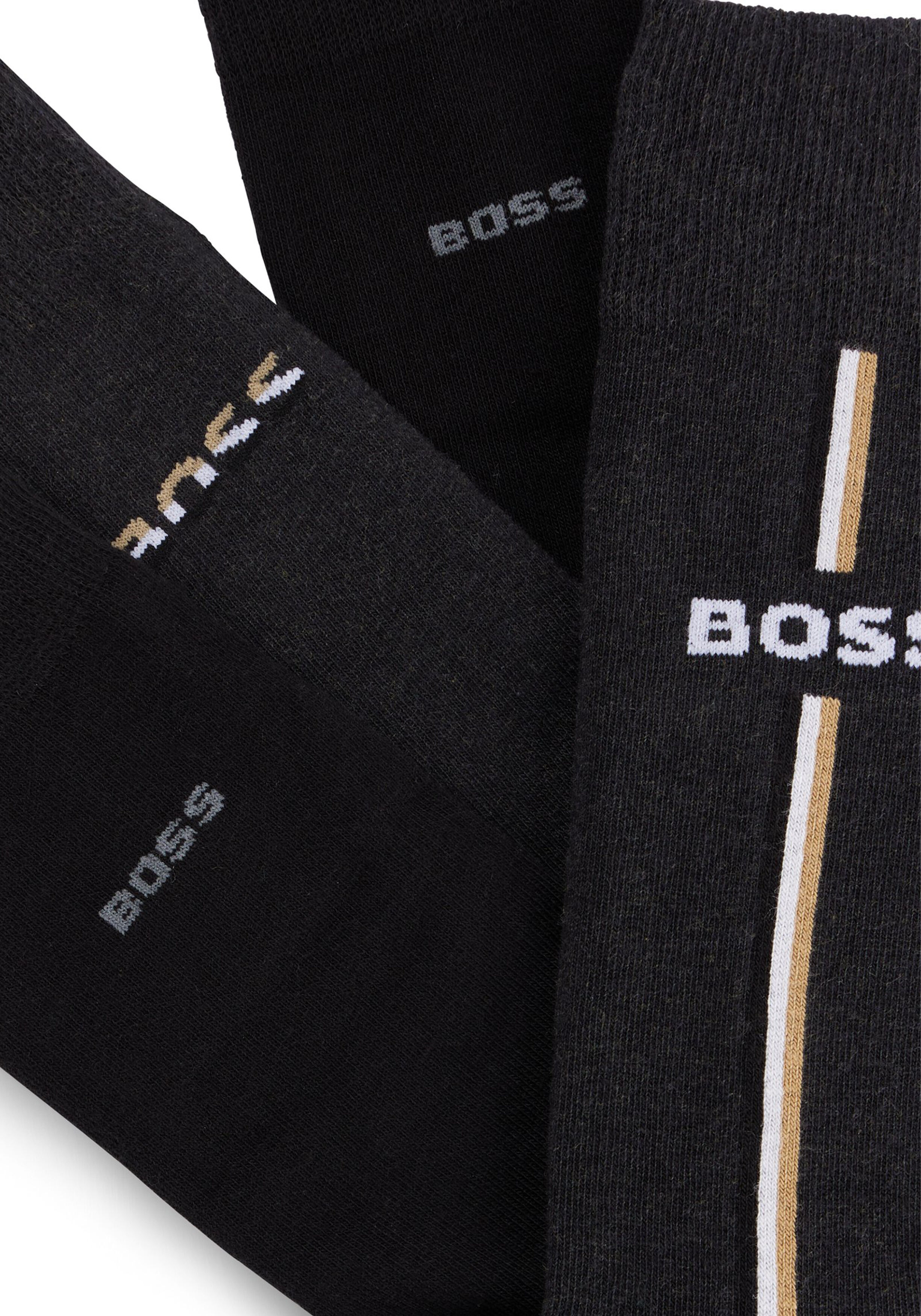 HUGO BOSS cadeauset sokken, giftbox met 4 paar heren sokken, zwart en grijs