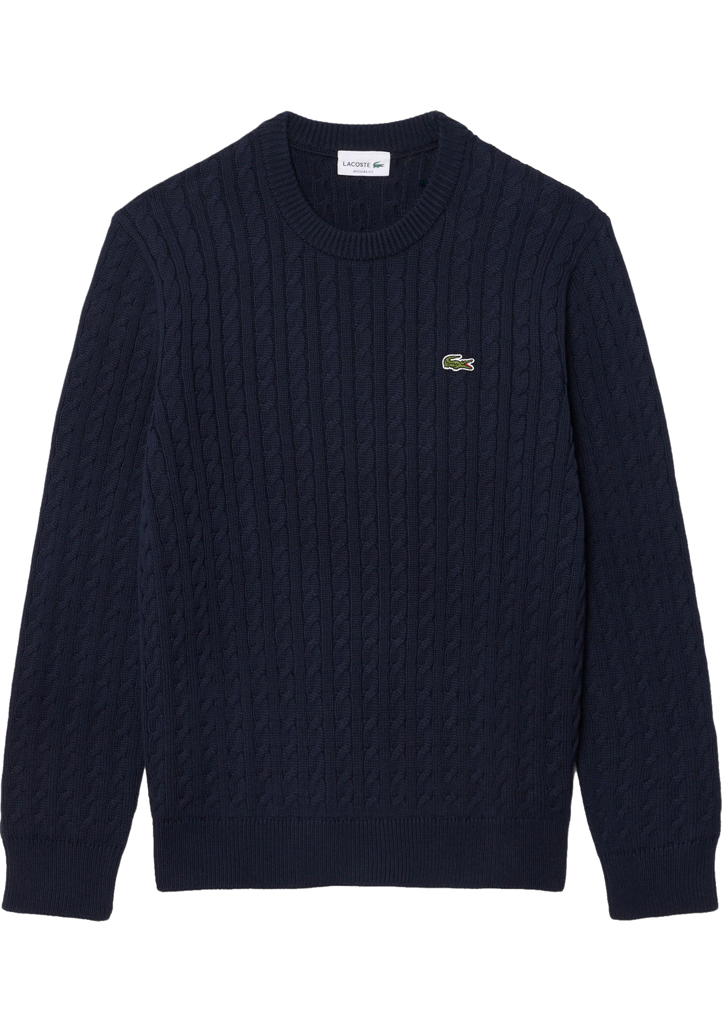 Lacoste herentrui katoen, O-hals, navy blauw
