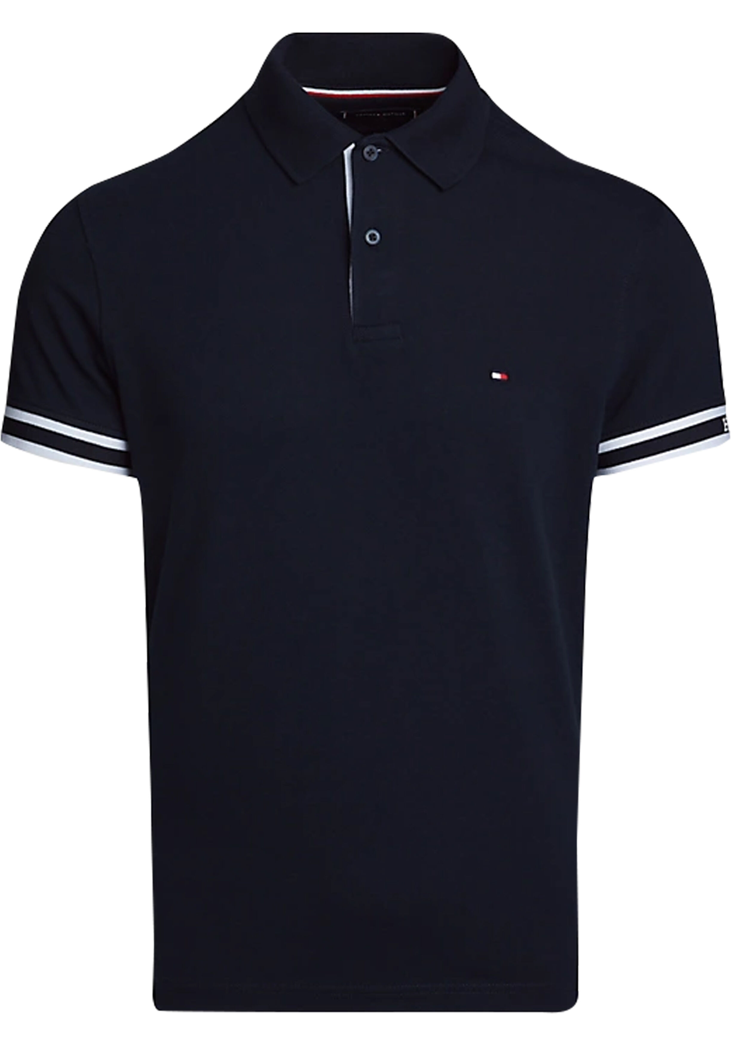 Tommy Hilfiger Monotype Cuff Slim Polo, heren poloshirt, blauw