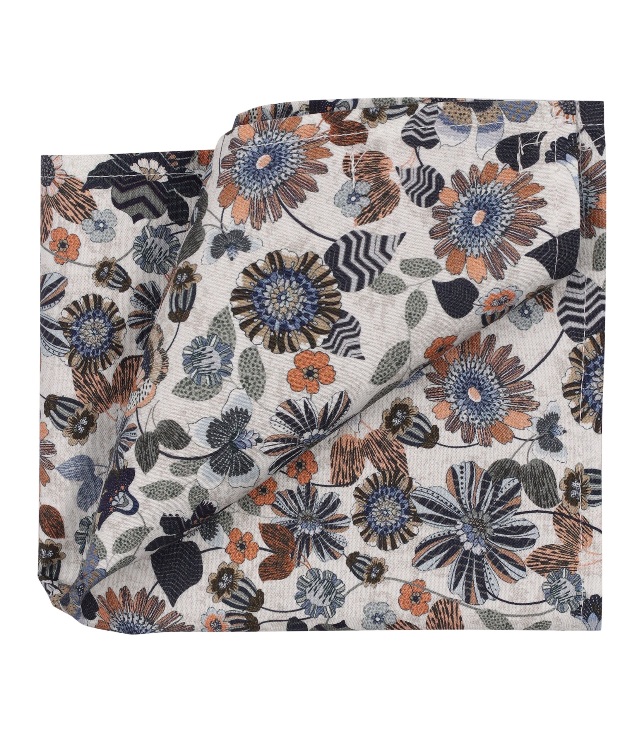 VENTI pochet, gebroken wit, blauw, oranje, donkerblauw, groen dessin