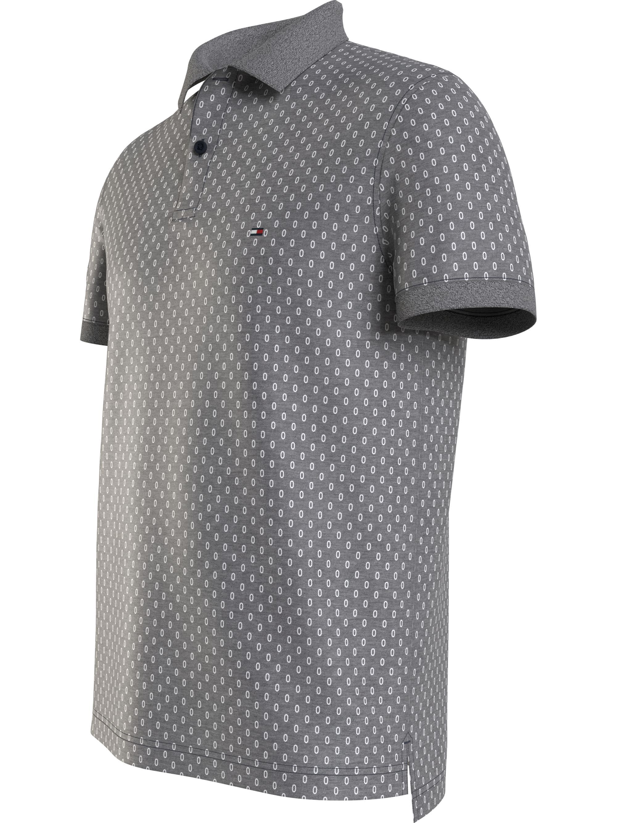 Tommy Hilfiger Micro Print Slim Polo, heren poloshirt, donkerblauw