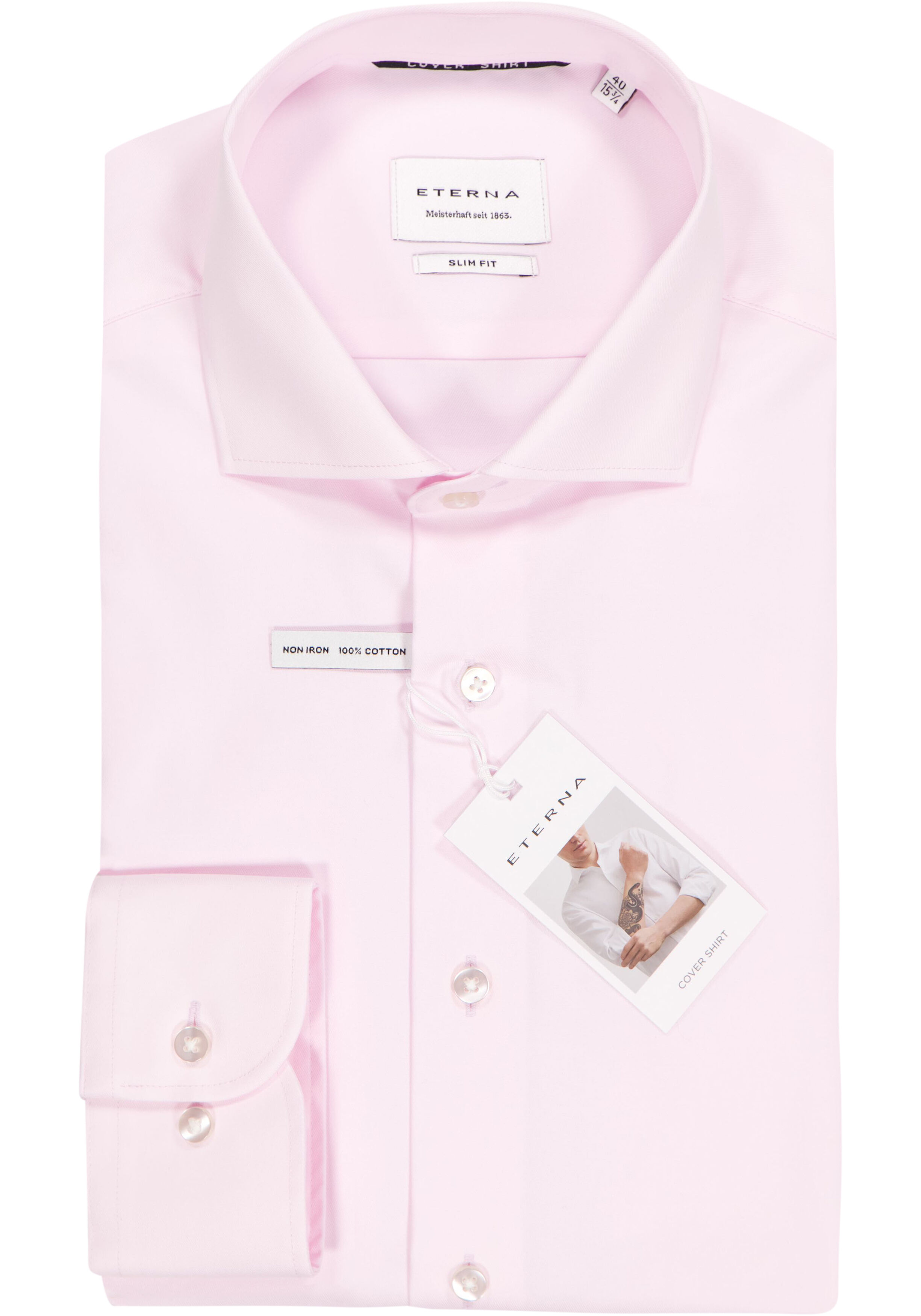 ETERNA slim fit overhemd, twill, roze
