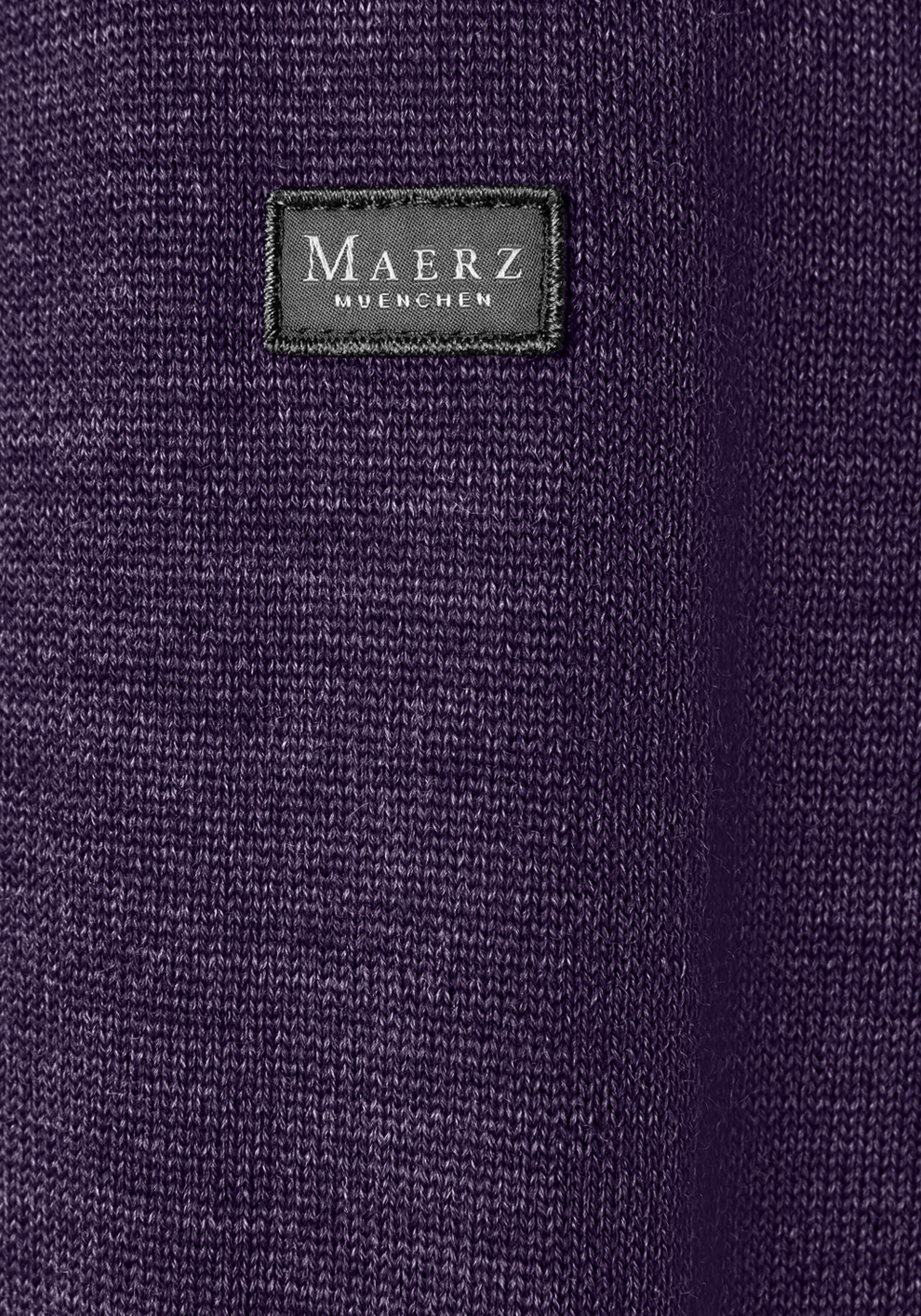 MAERZ Classic Fit heren trui met O-hals wol, paars