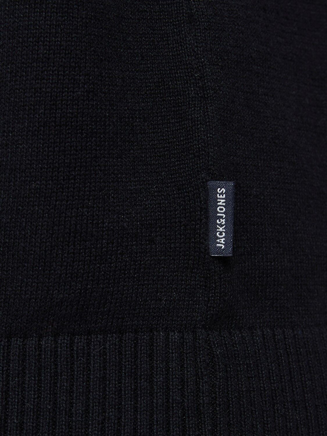 JACK & JONES Basic knit mock neck slim fit, heren pullover katoen met turtleneck, zwart