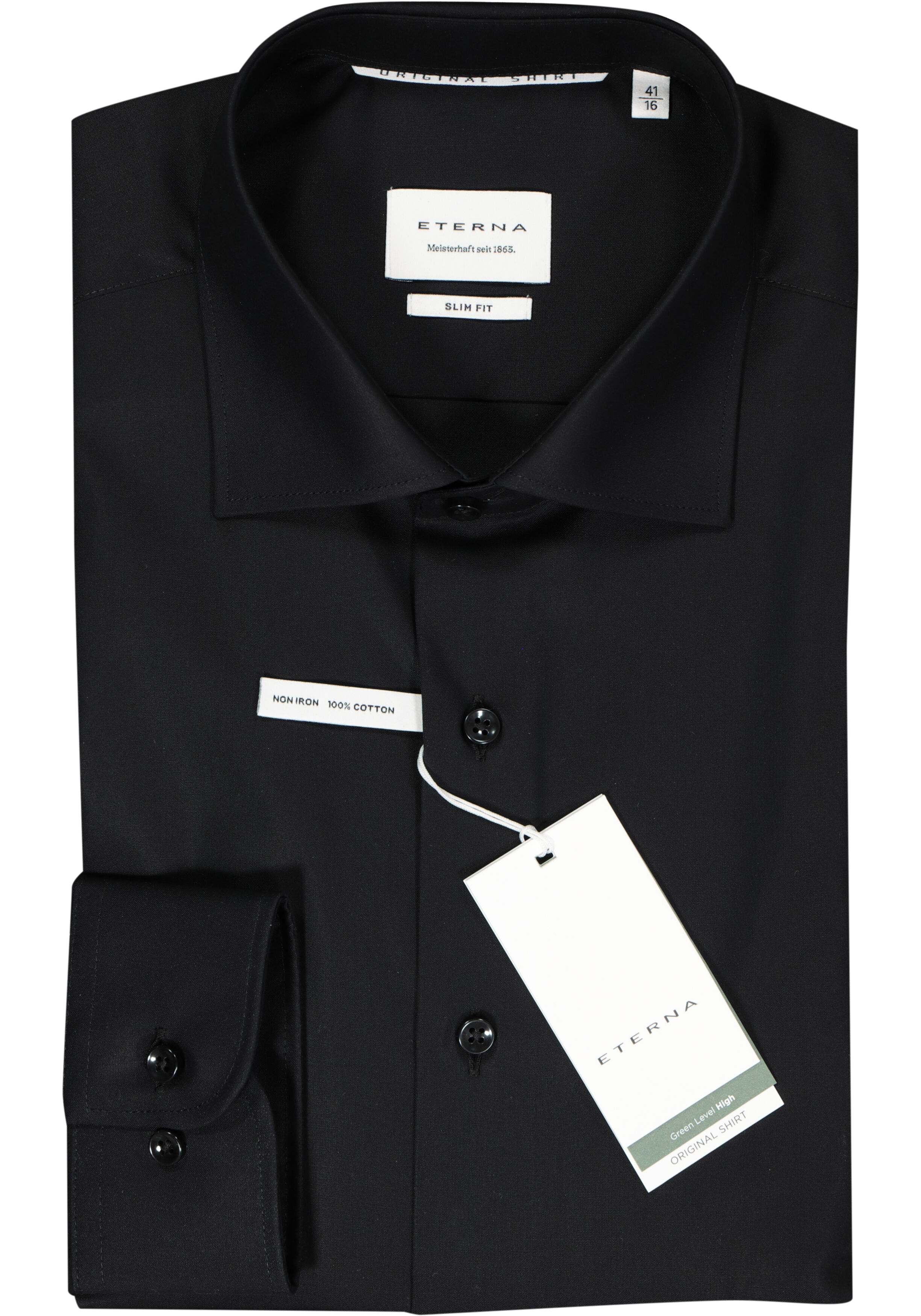ETERNA slim fit overhemd, popeline, zwart