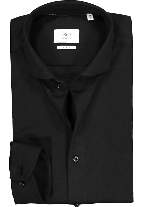ETERNA 1863 slim fit casual Soft tailoring overhemd, jersey heren overhemd, zwart ETERNA 1863 slim fit casual Soft tailoring overhemd, jersey heren overhemd, zwart