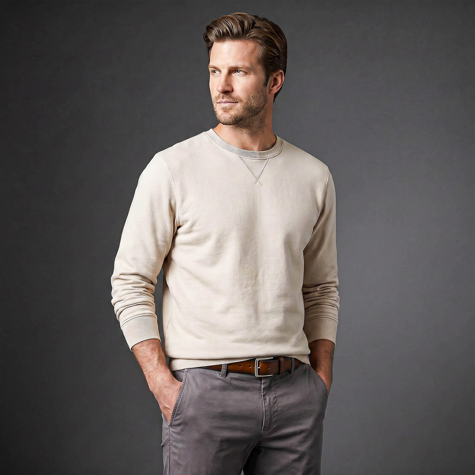 LINDENMANN leren heren riem, cognac