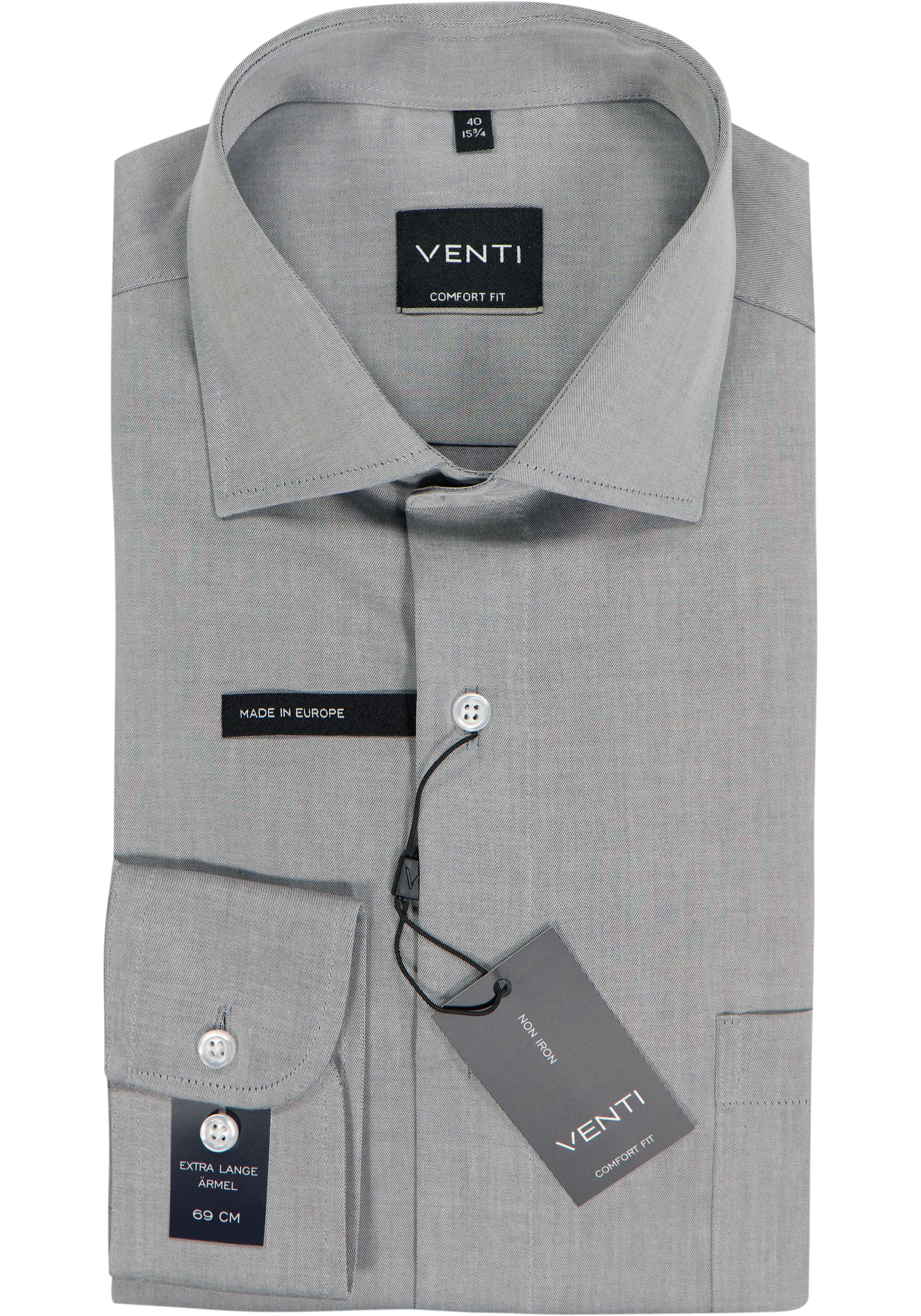 VENTI CASA MODA comfort fit overhemd, mouwlengte 7, structuur, zilvergrijs